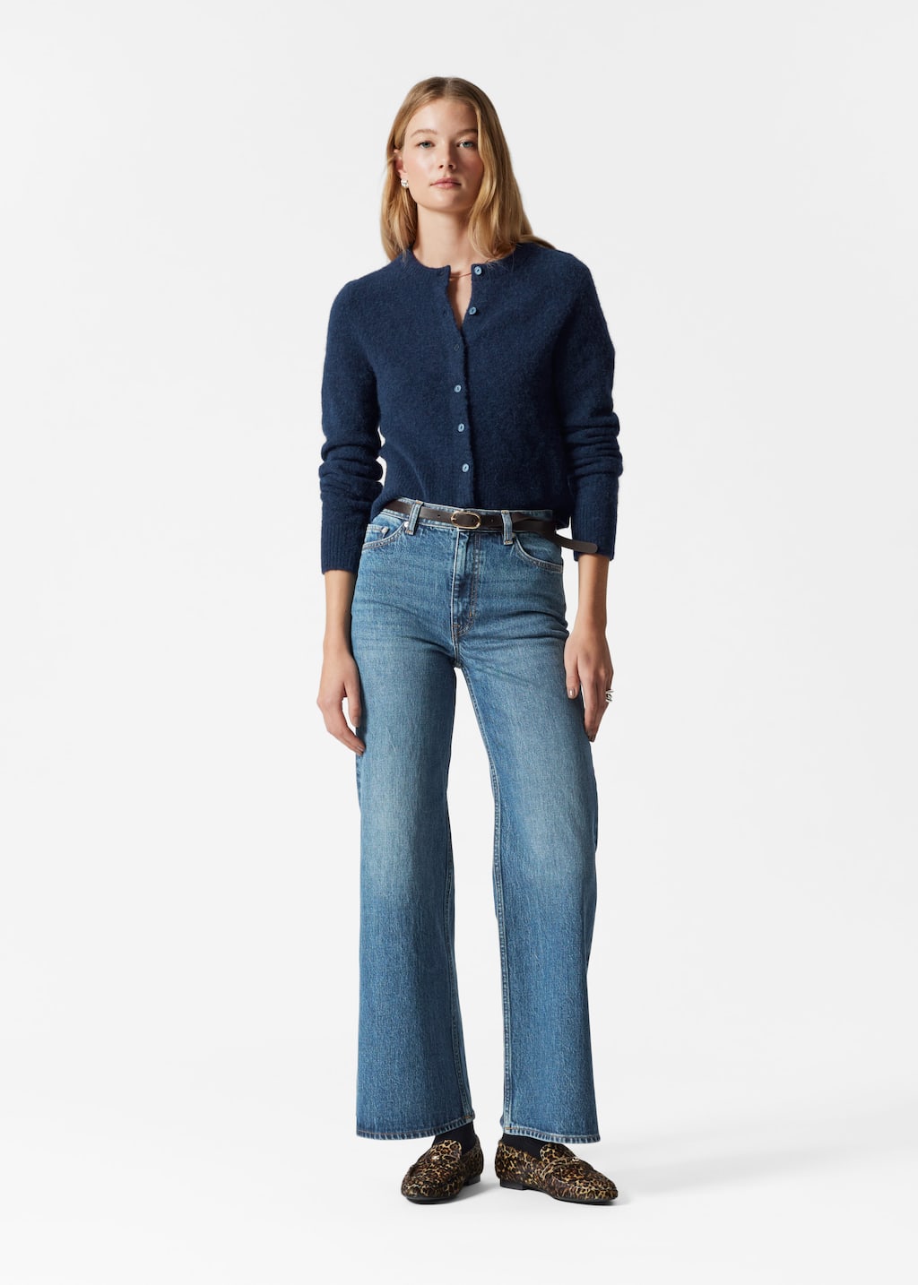 Image of Stickad cardigan i alpackablandning