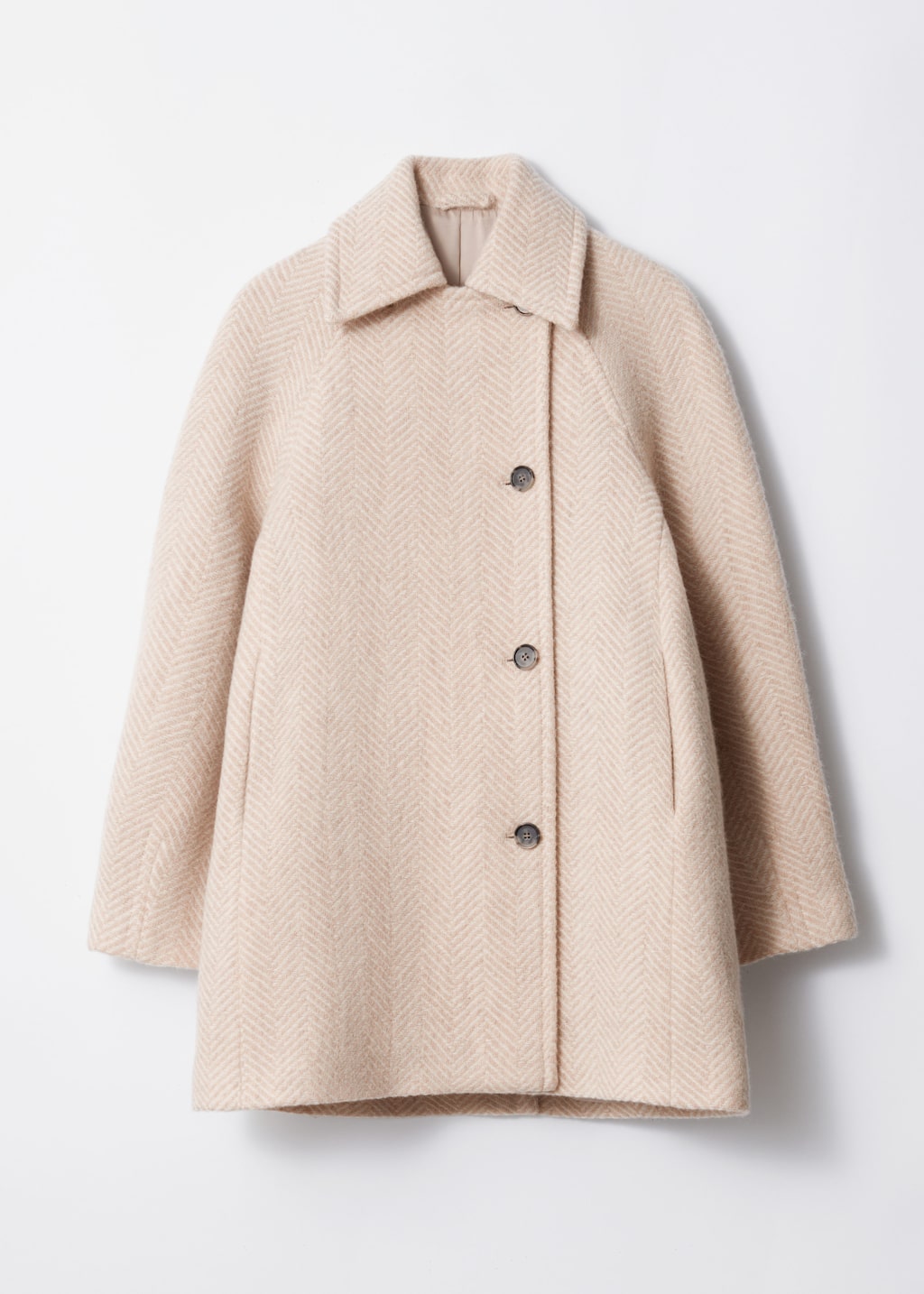 Image of Single-Breasted Mid-Length Wool Coat