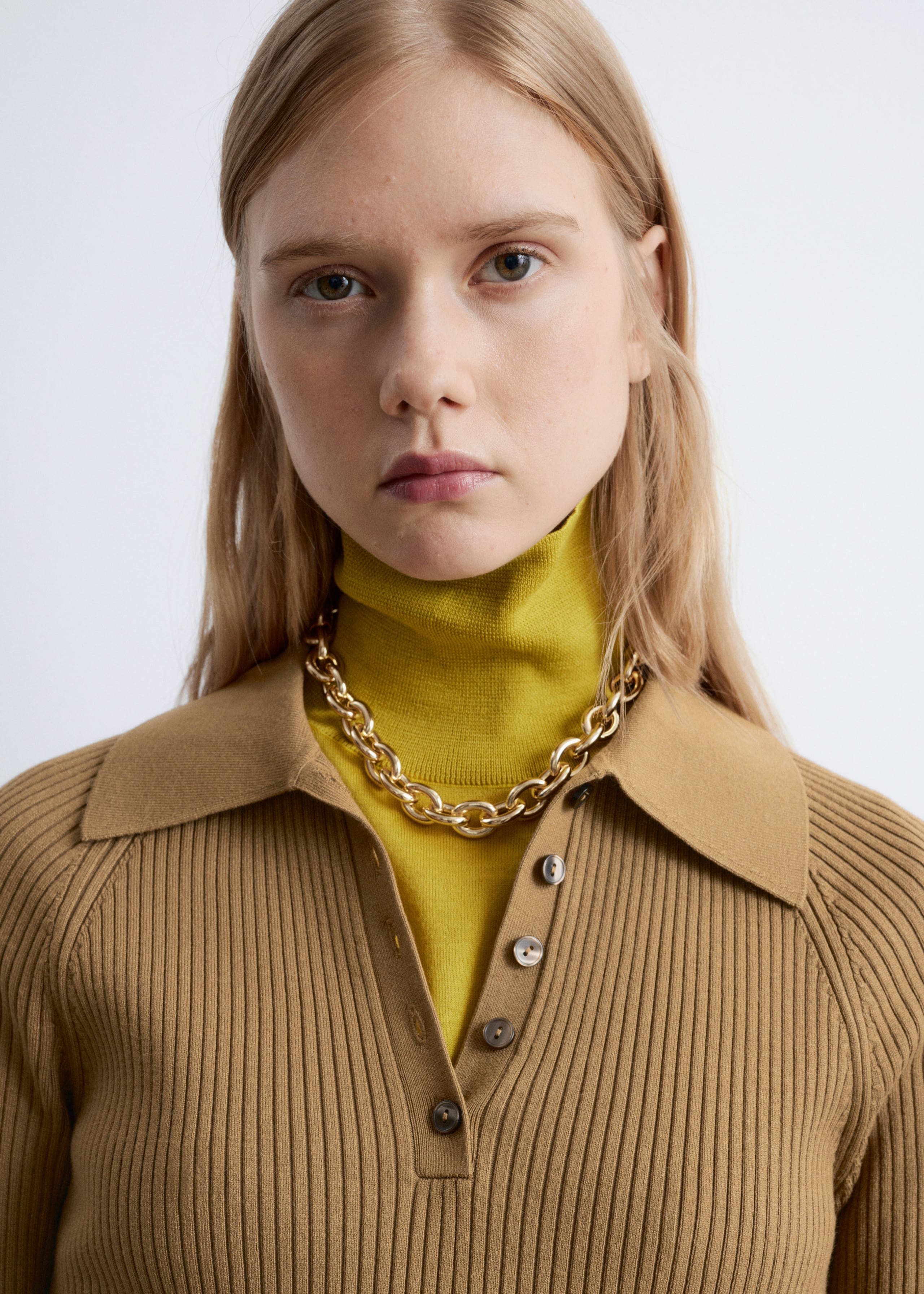 Image of Rib-Knit Polo Midi Dress