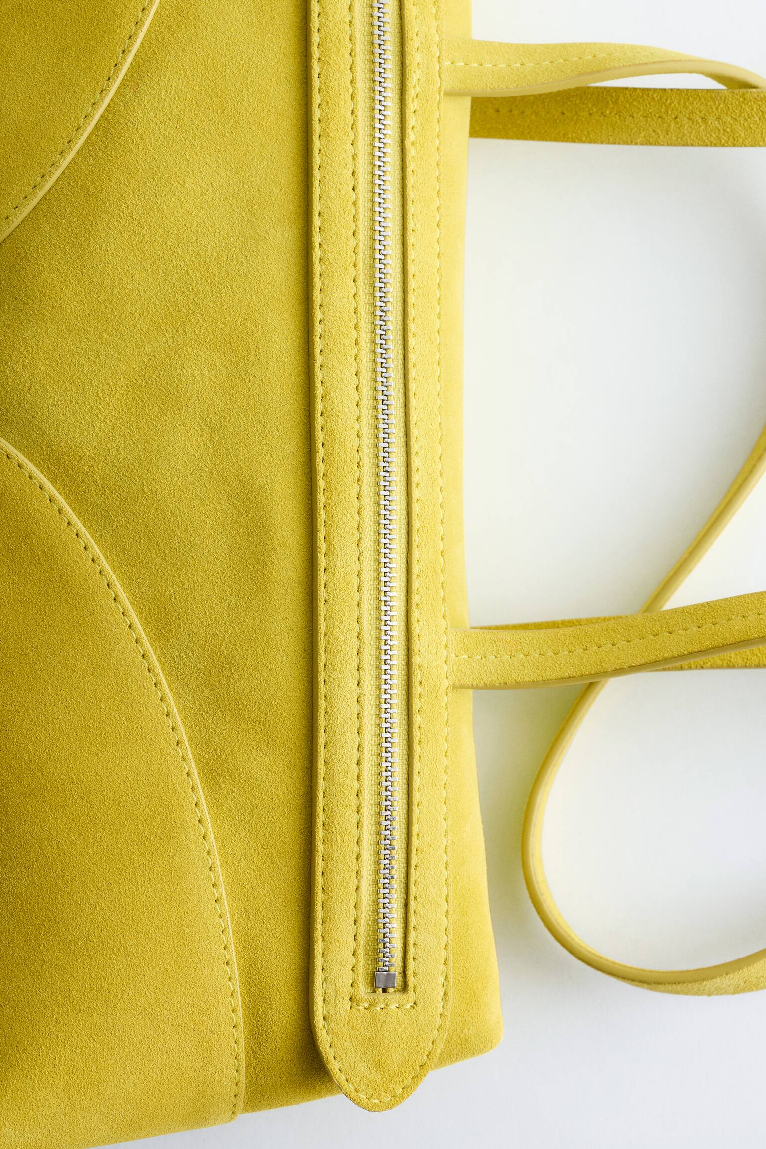 Borsa a spalla slim in pelle - Pelle scamosciata giallo vivo/Pelle marrone scuro/Pelle scamosciata verde kaki - 3