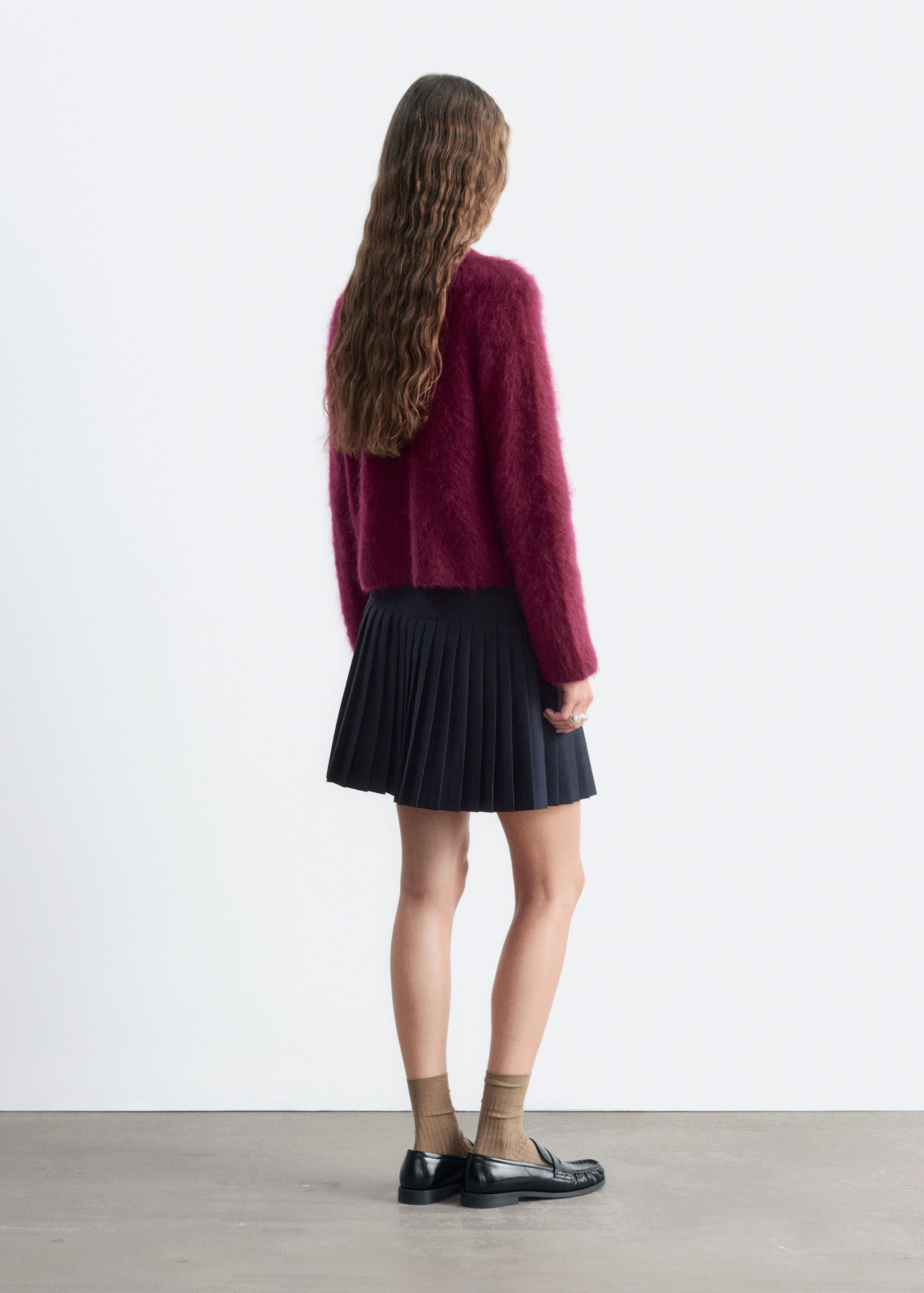 Mohair Blend Cardigan - Dark Grey - Lookbook
