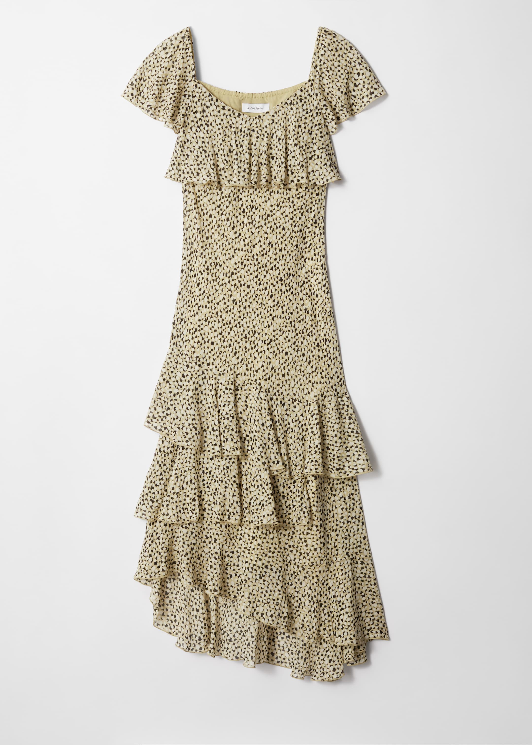 Visa större bild: Maxiklänning med volanger - Beige/mönstrad - DAM | H&M SE 4