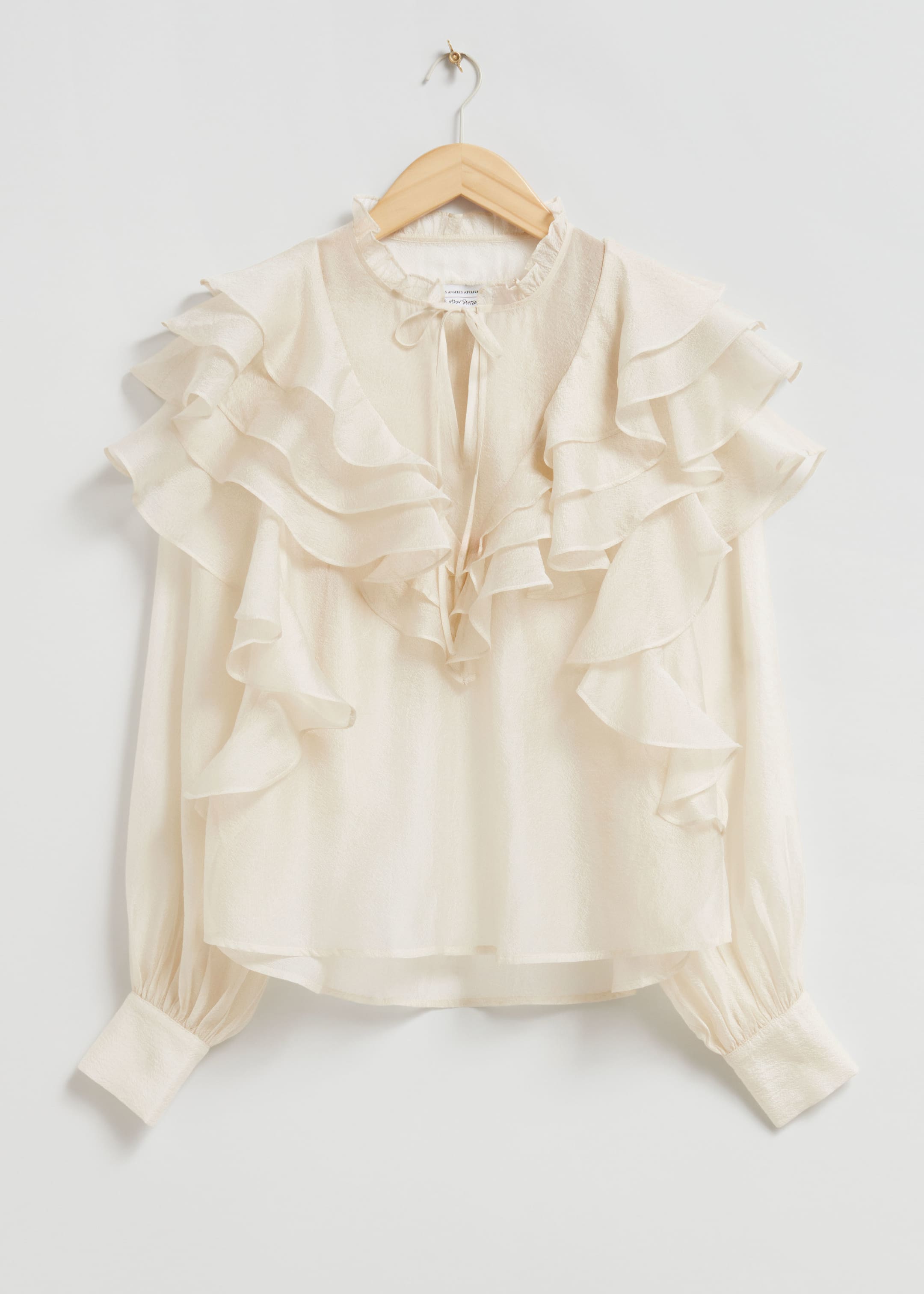 Agrandir l'image: Blouse transparente à volants - Ivoire - FEMME | H&M CH 1