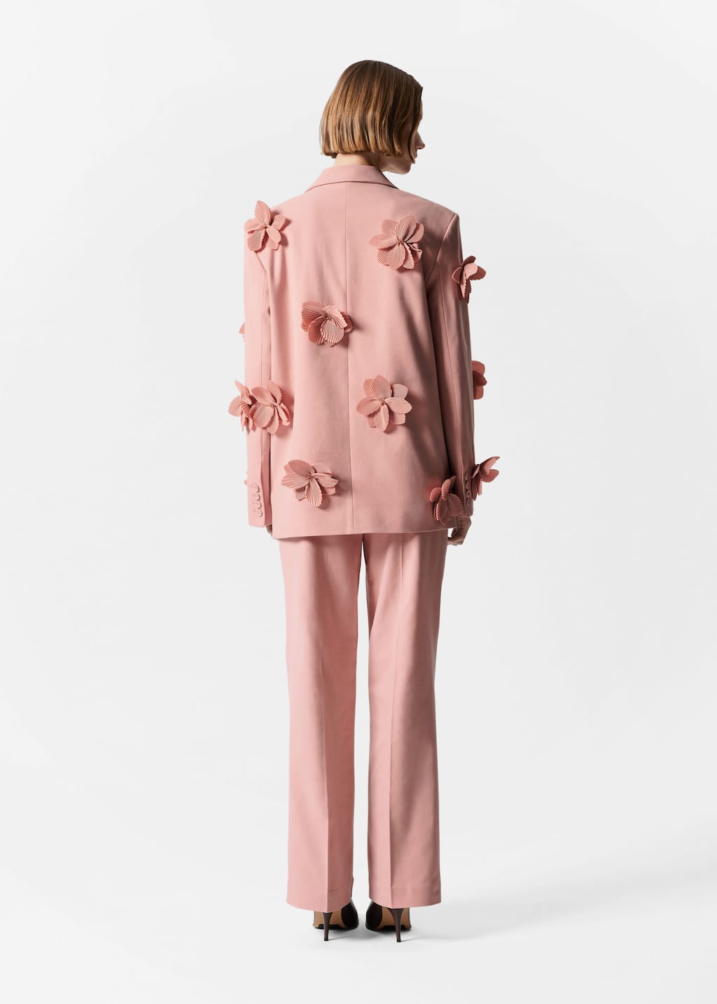 Floral-Appliqué Blazer - Pink - Lookbook