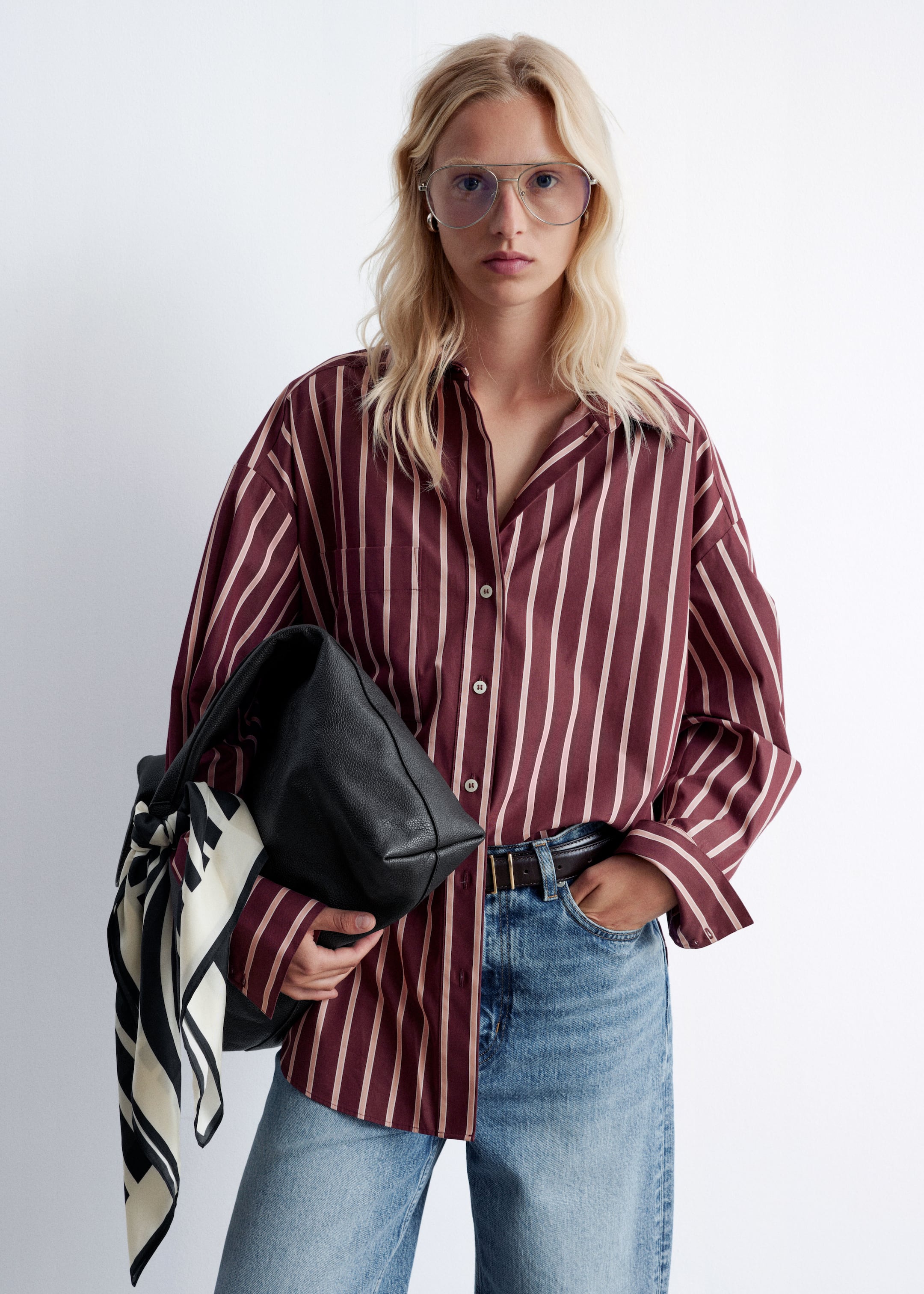 Agrandir l'image: Chemise oversize - Rouge foncé/Rose - FEMME | H&M FR 1