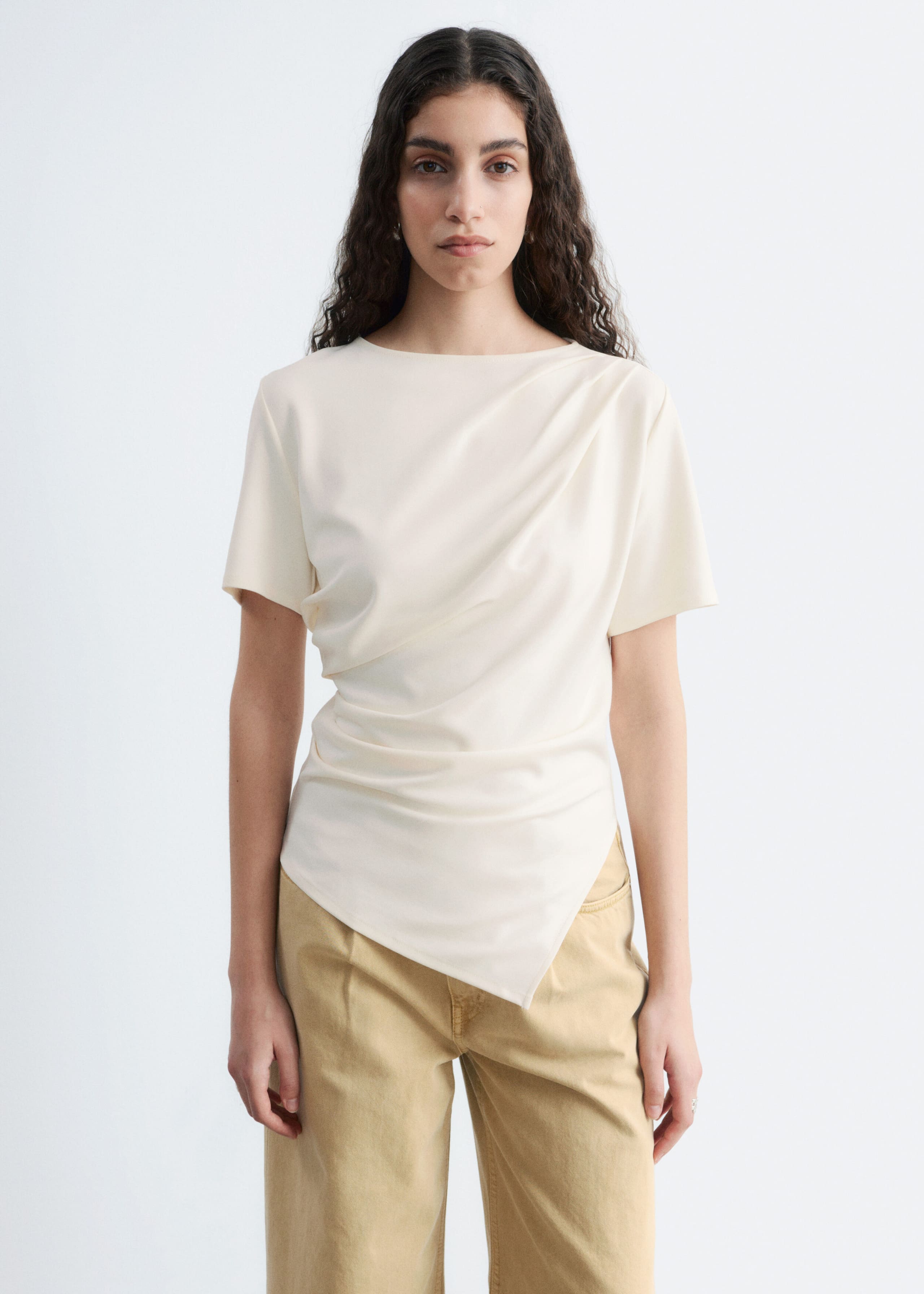 Image of Draped Asymmetric T-shirt