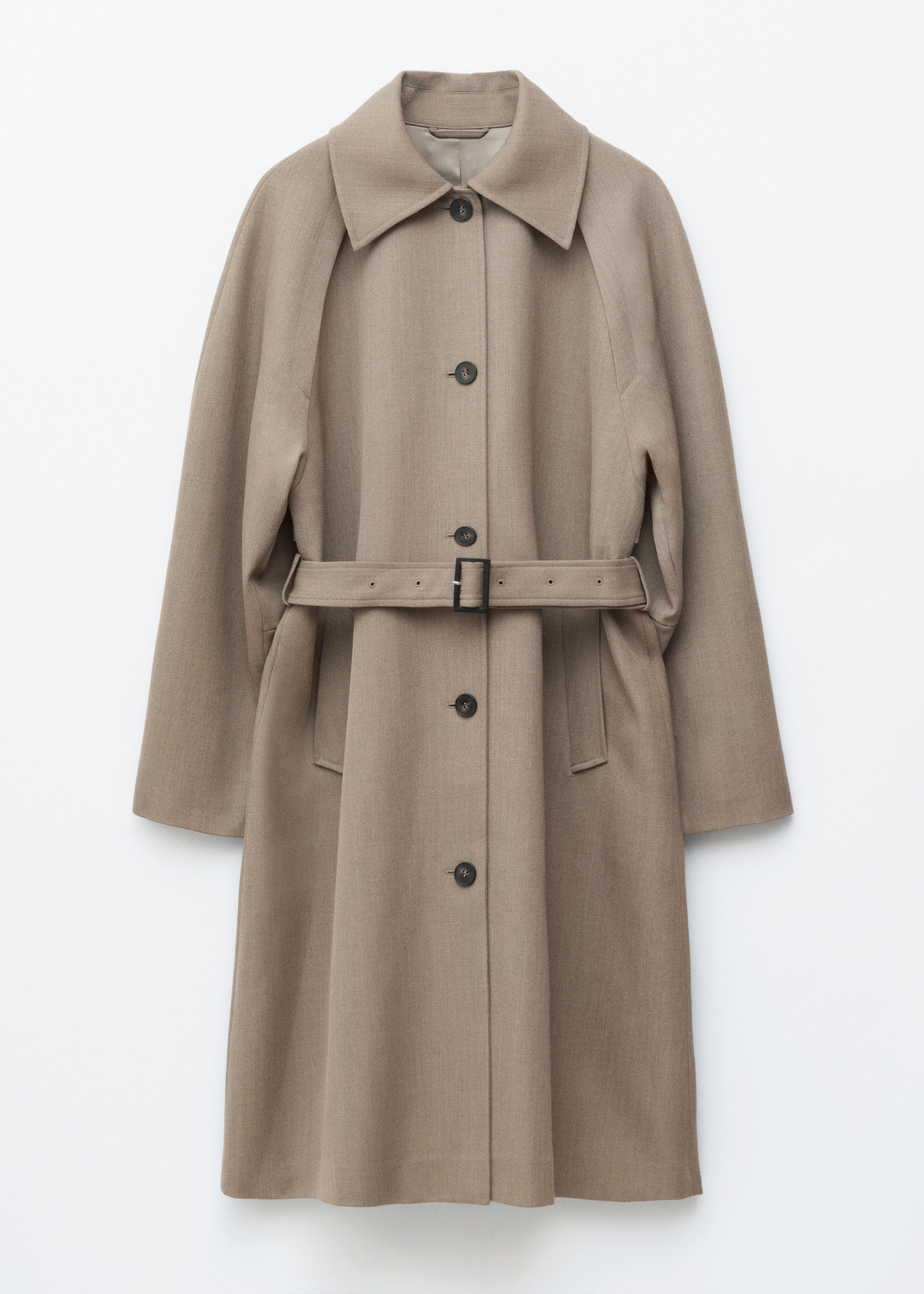 Tie-Belt Wool Trench Coat