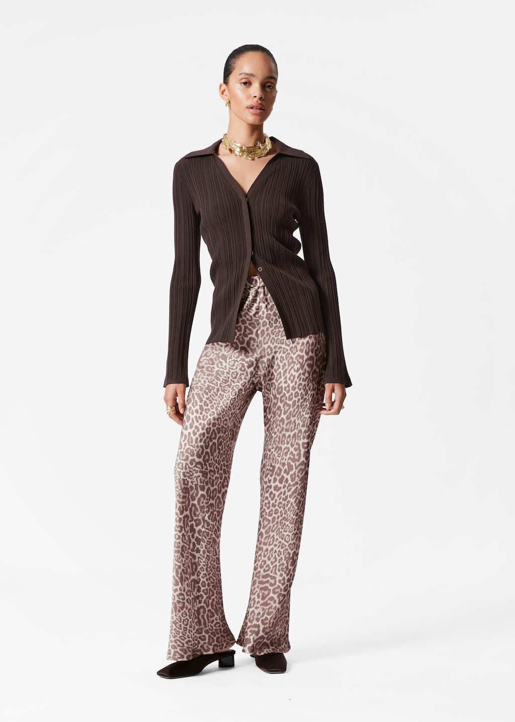 Pantalon en satin à enfiler - Imprimé léopard - Lookbook