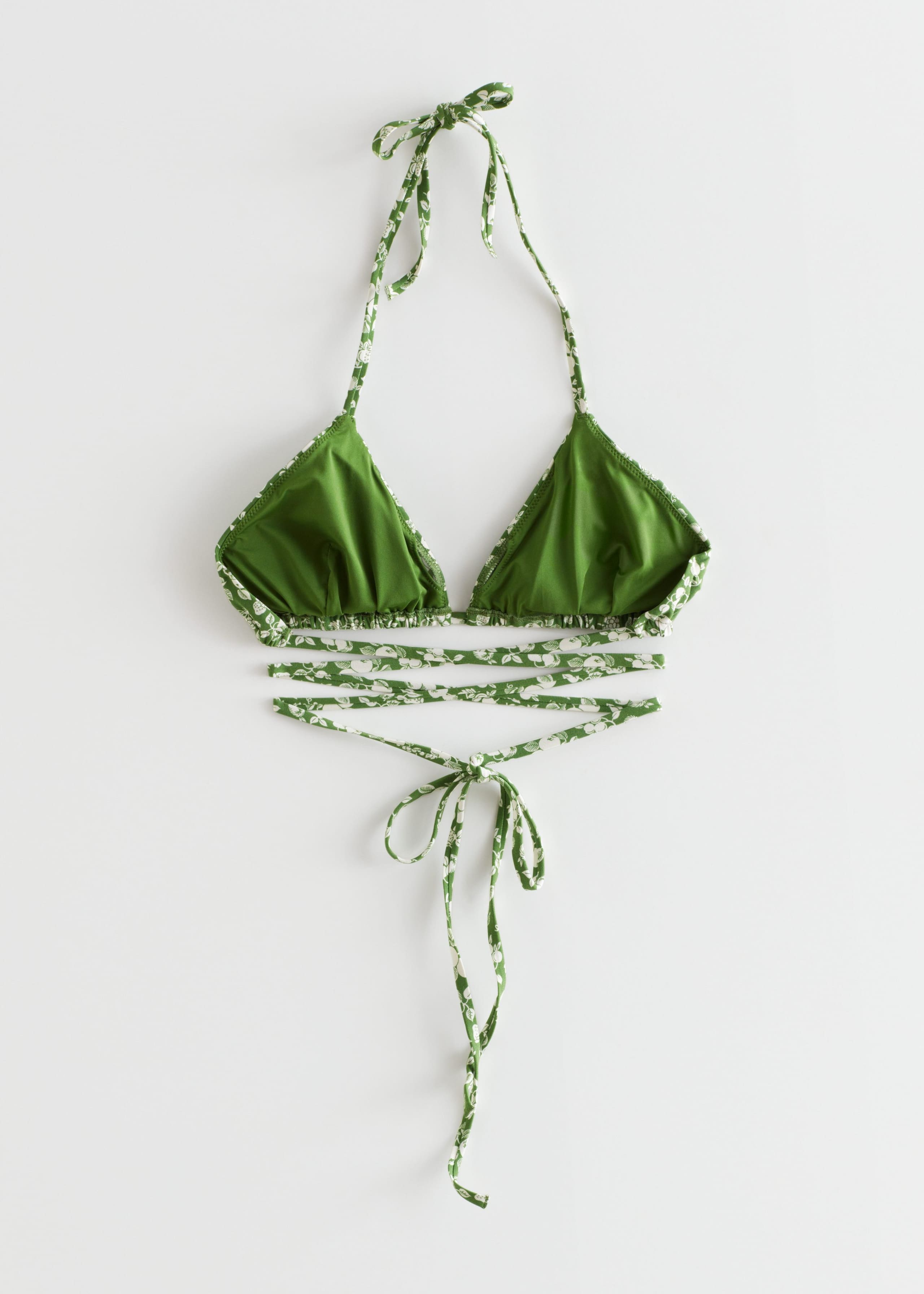 Criss-Cross Triangle Bikini Top - Fruit Print - Still Life