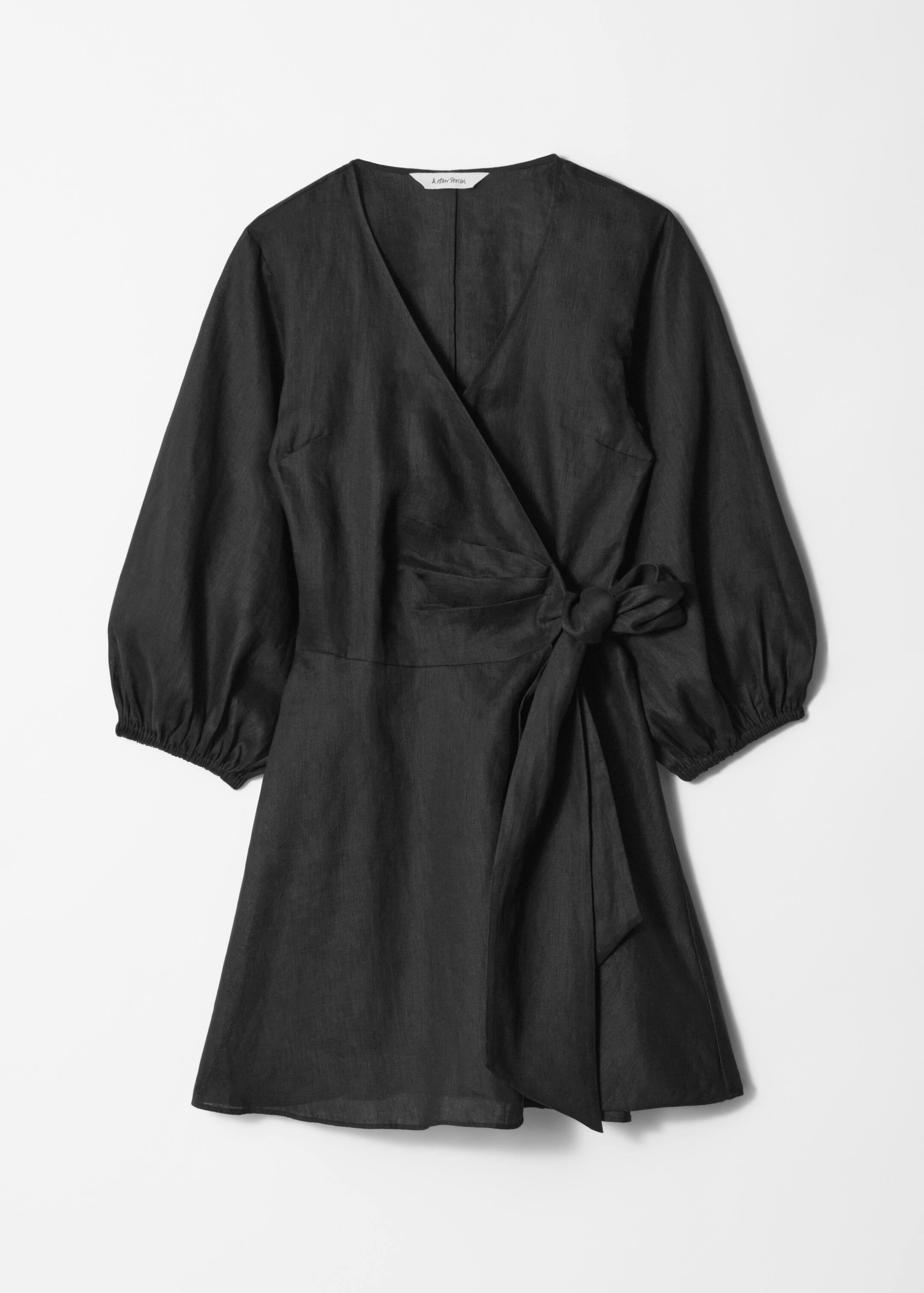 Visualizza immagine più grande: Mini abito a portafoglio in lino - Nero - DONNA | H&M IT 5