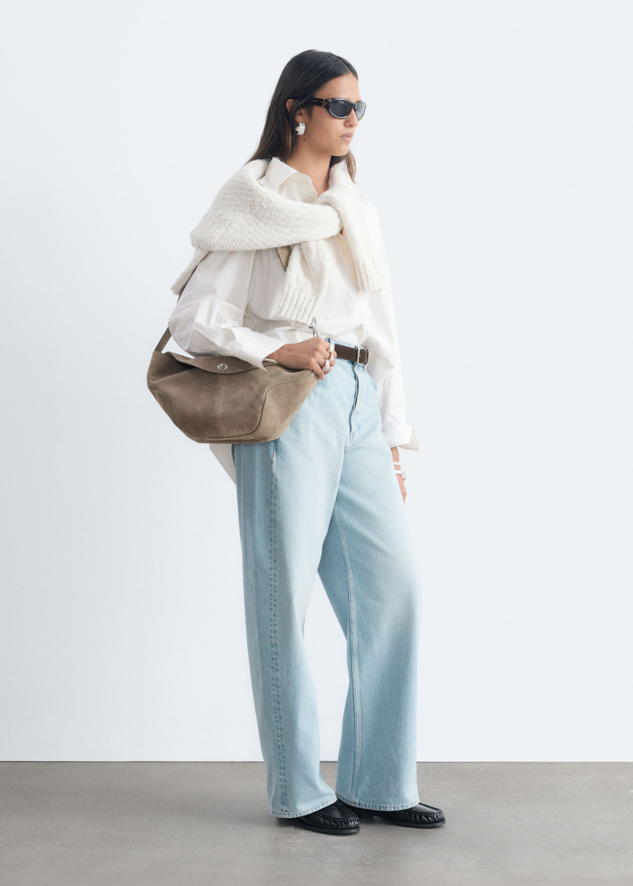 Oversized Cotton Shirt - White - Lookbook