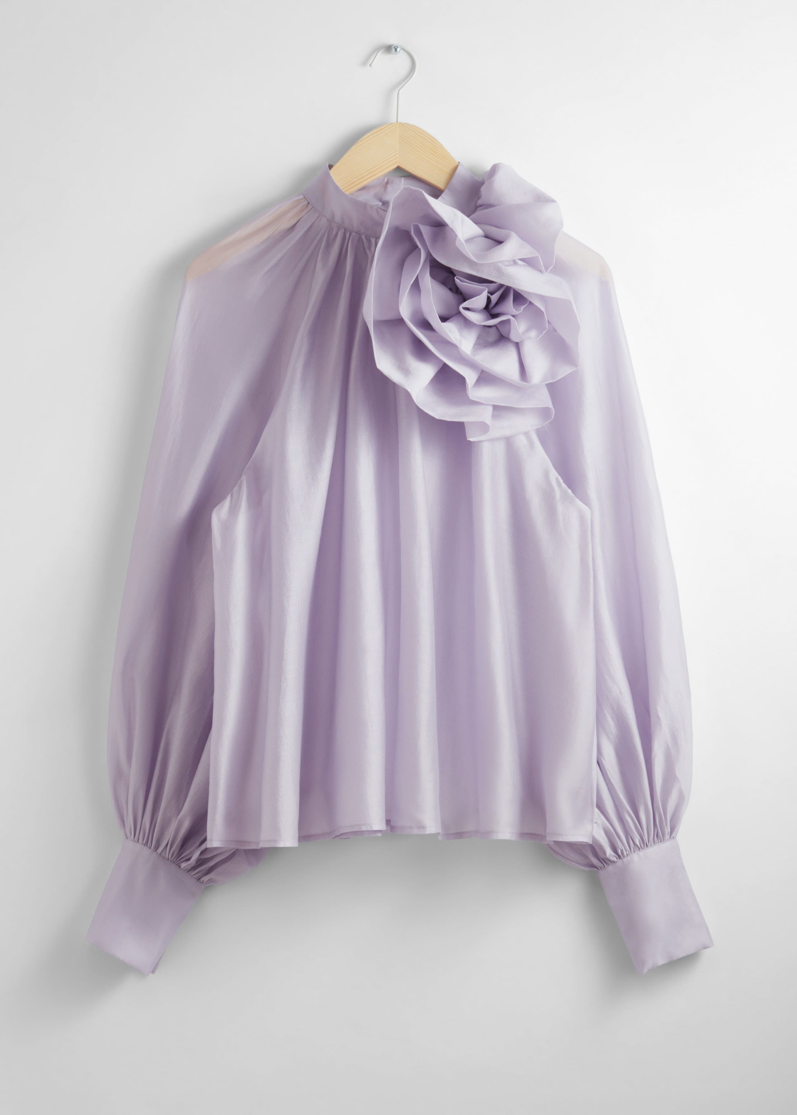 Blusa velata con dettaglio rosa - Lilla - Natura morta