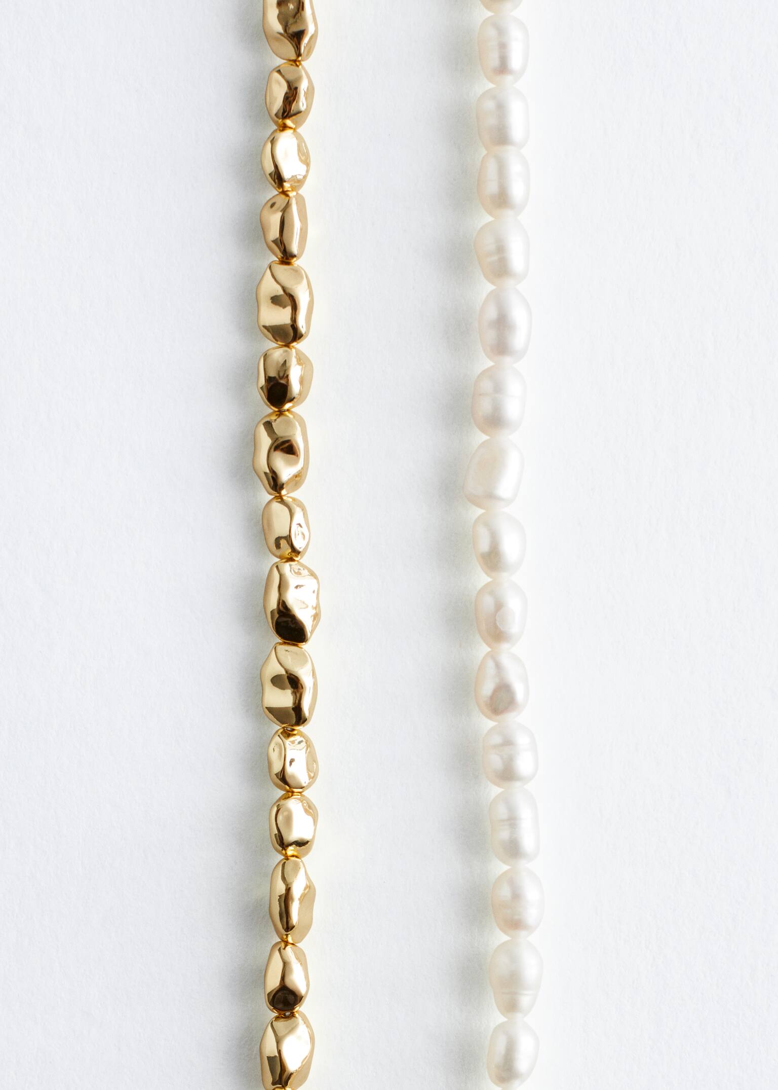 Κολιέ με Διακοσμητικές Πέρλες Γλυκού Νερού - Gold/White - 3