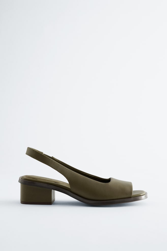 Sandalias de tiras de piel de napa - Verde oscuro/Blanco roto/Negro - 1