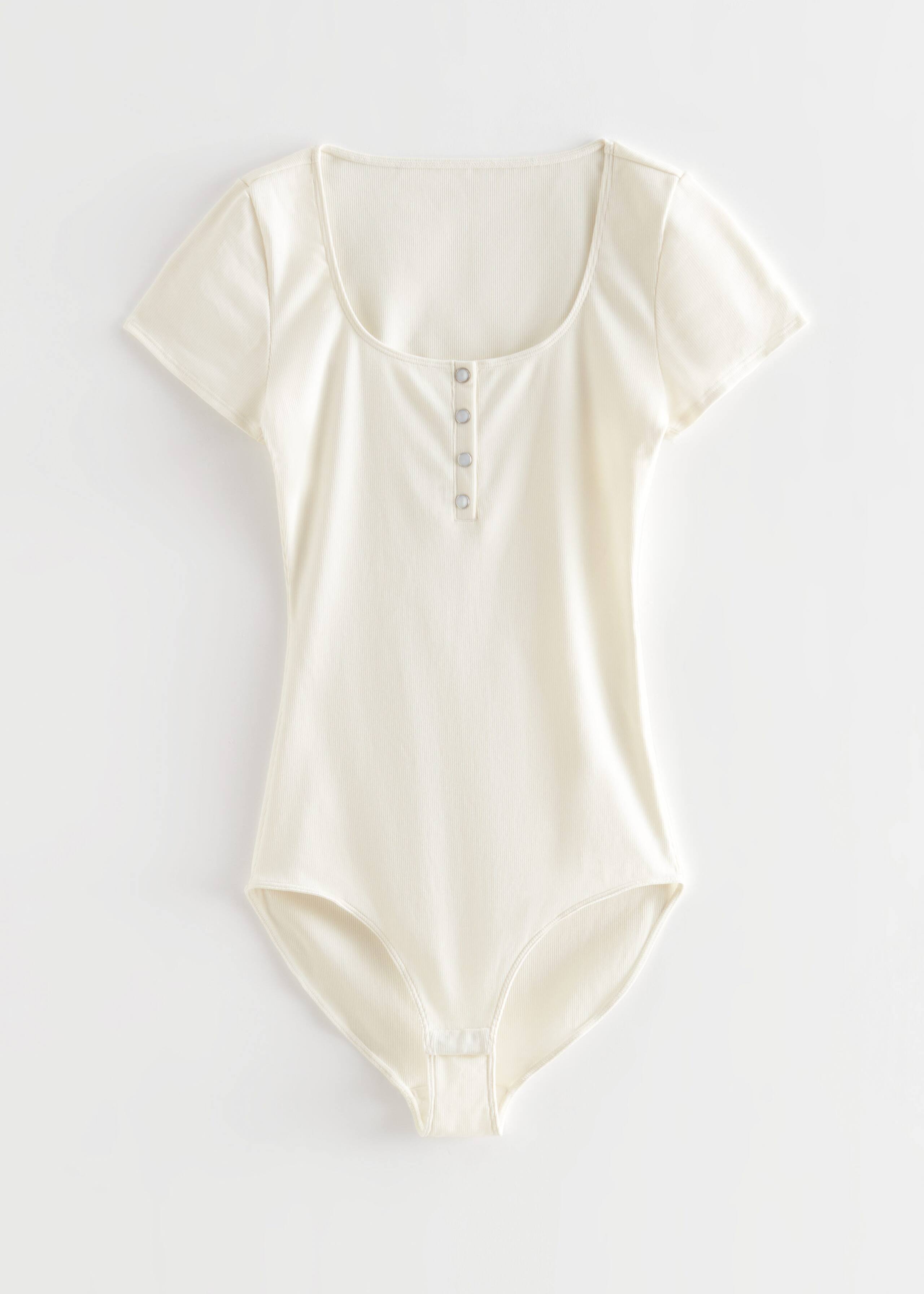ButtonedShortSleeveBodysuit - White - Natura morta