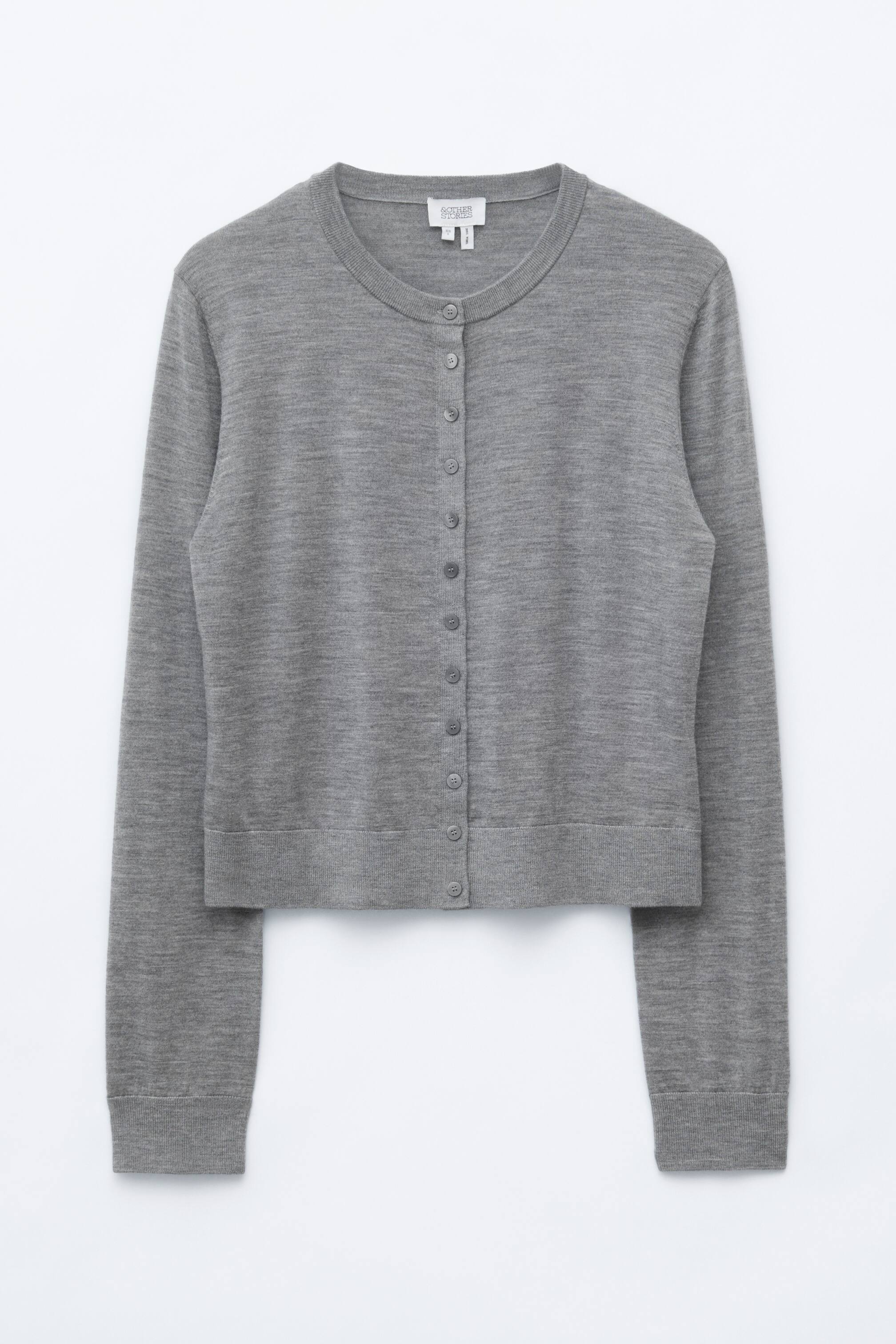 Se større billede: Plain-Knit Wool Cardigan - Grey - DAME | H&M DK 1