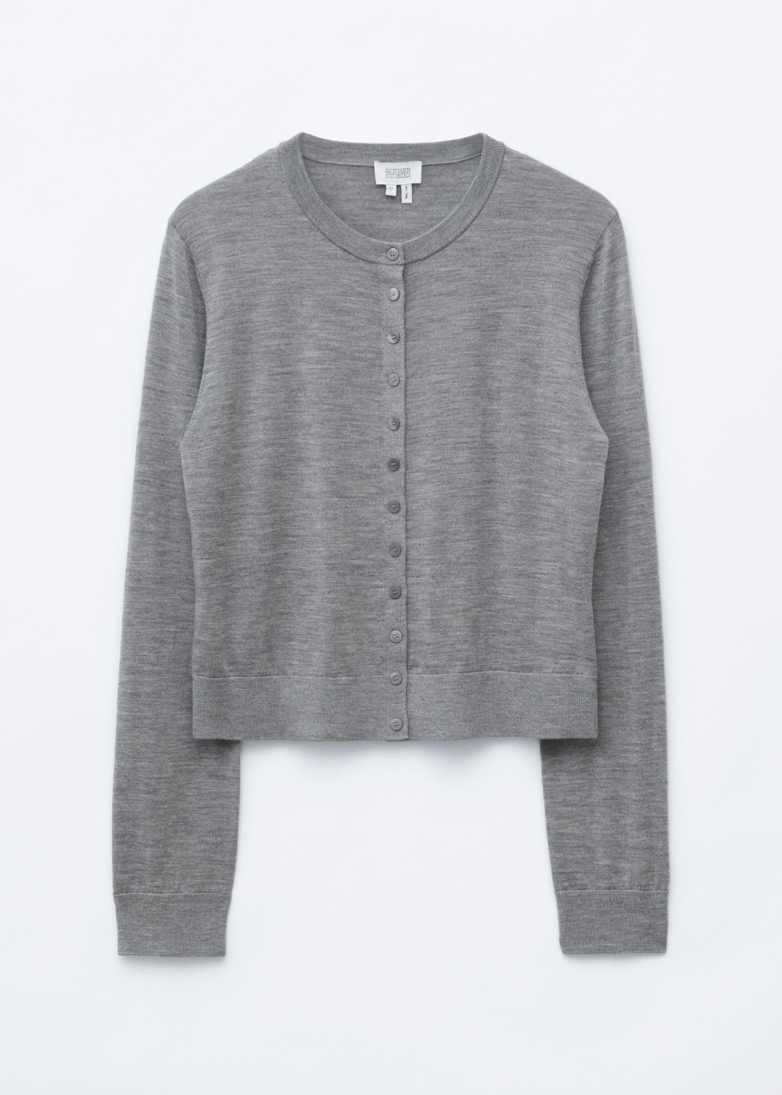Schlichte Strickjacke aus Wolle - Grau - Stillleben