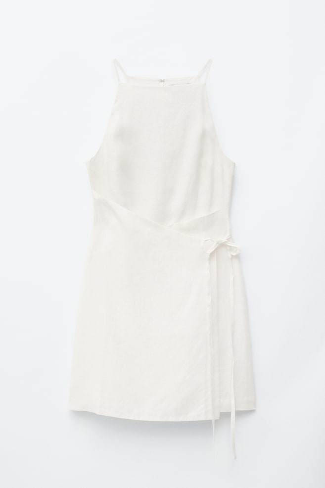 Linnen mini-jurk - Wit/Roze/Bruin/Donkerbruin/Geel - 1