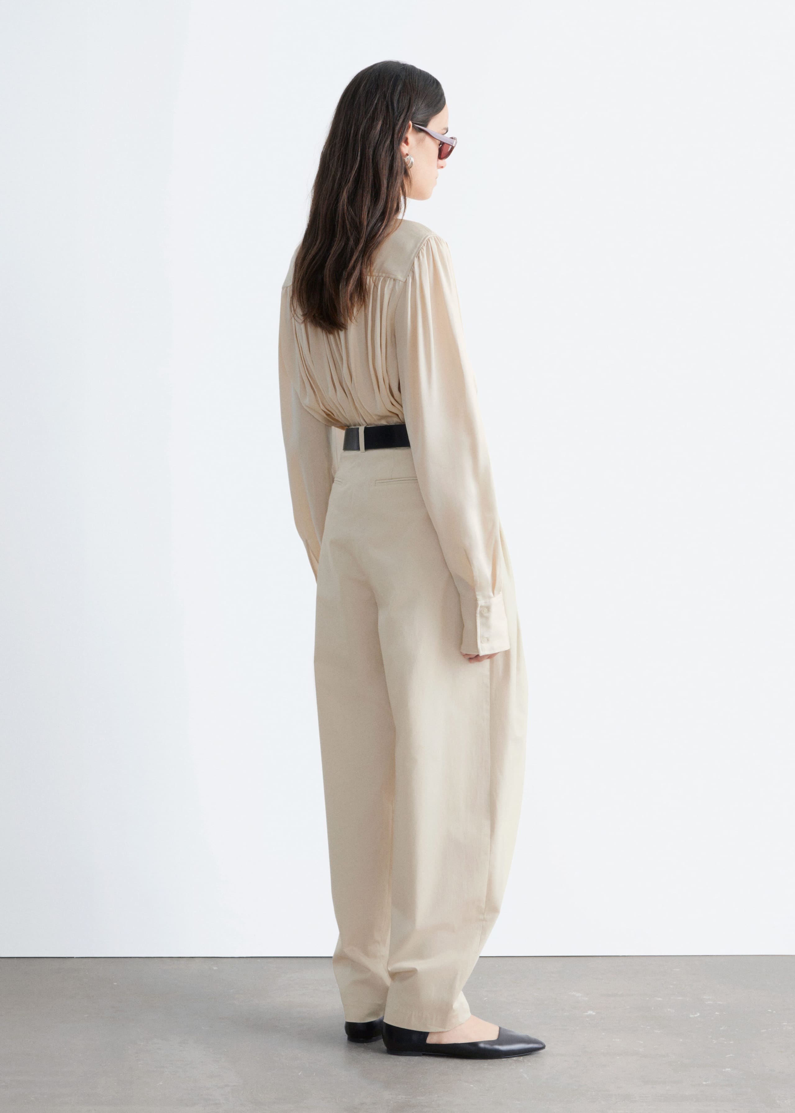 Image of Barrel-Leg Pleated Trousers