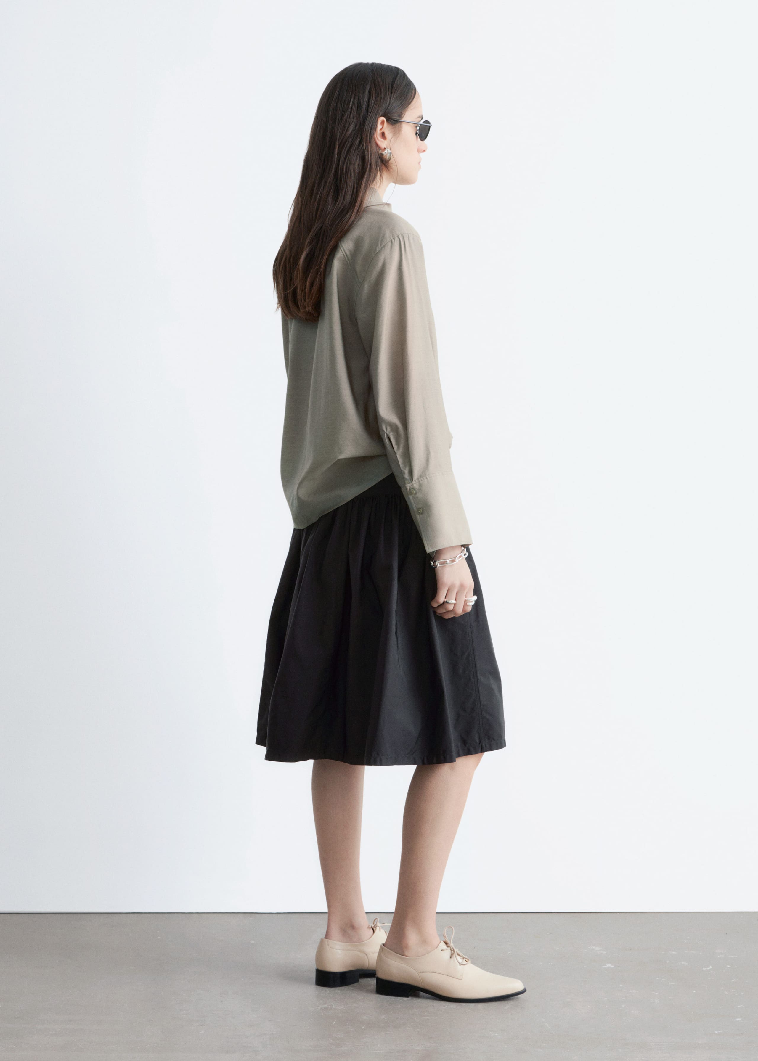 Image of Puff A-line Midi Skirt