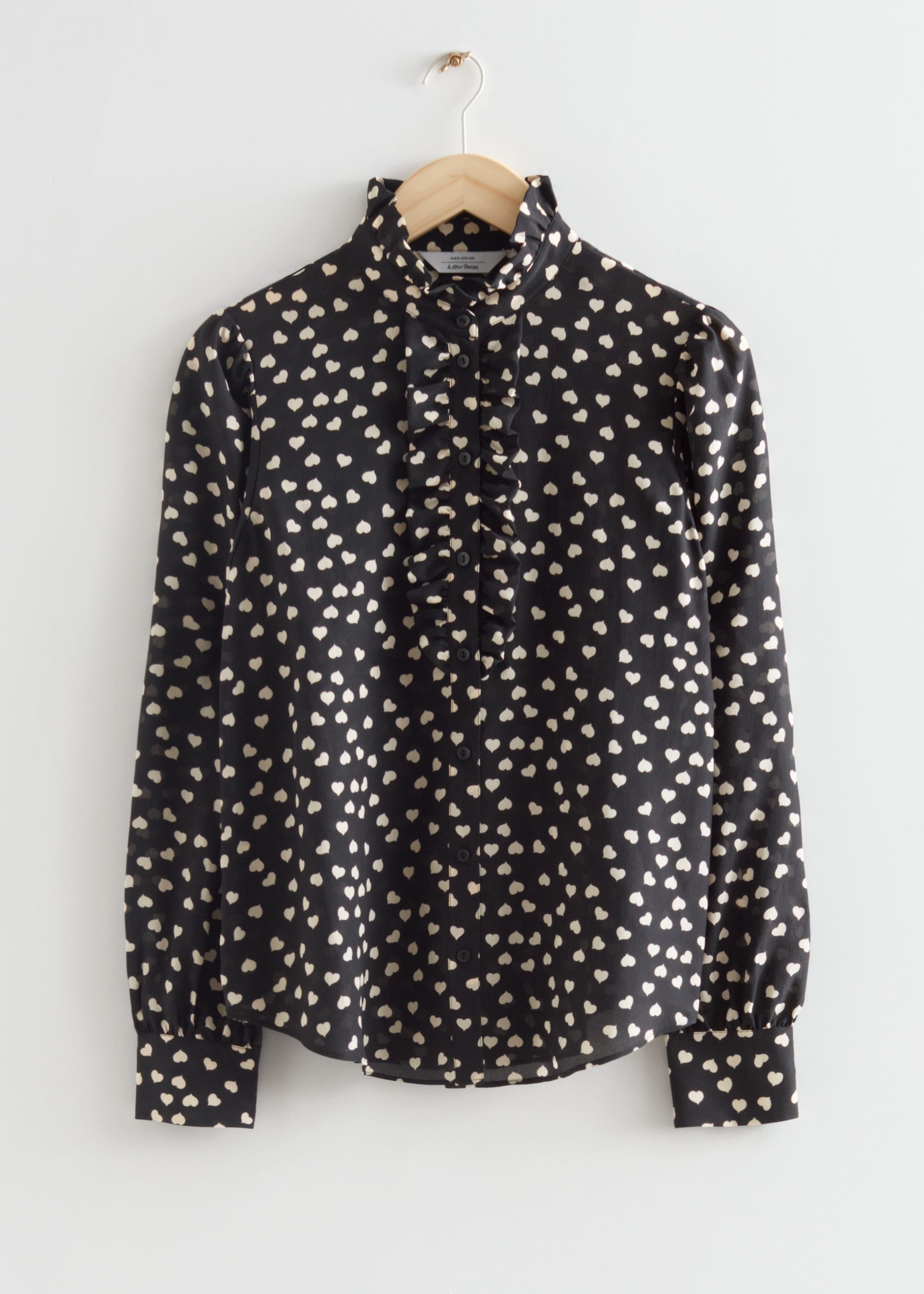 Blusa in seta con gala - Blu navy - Natura morta