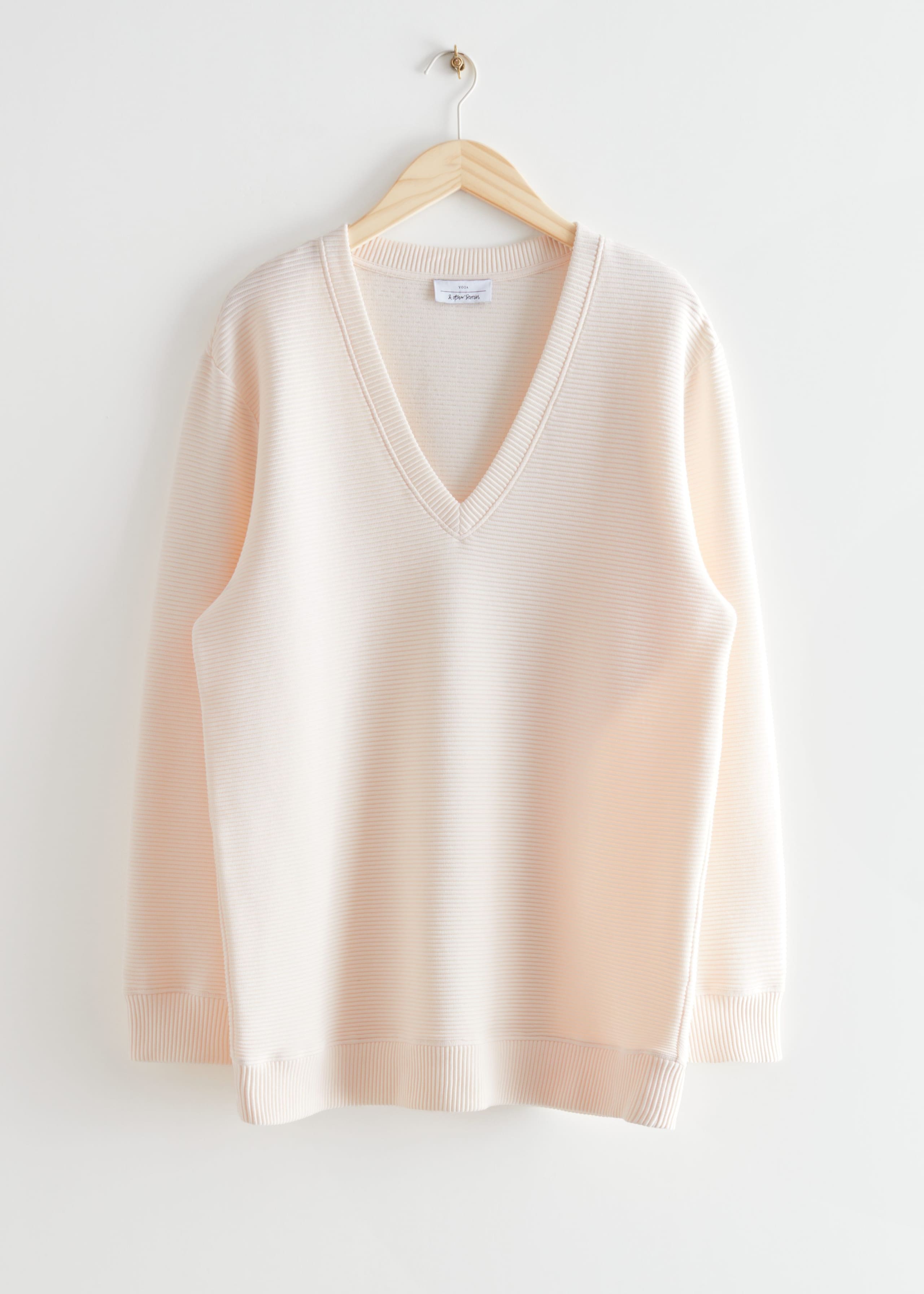 Plunging Neck Sweatshirt - White - Still Life
