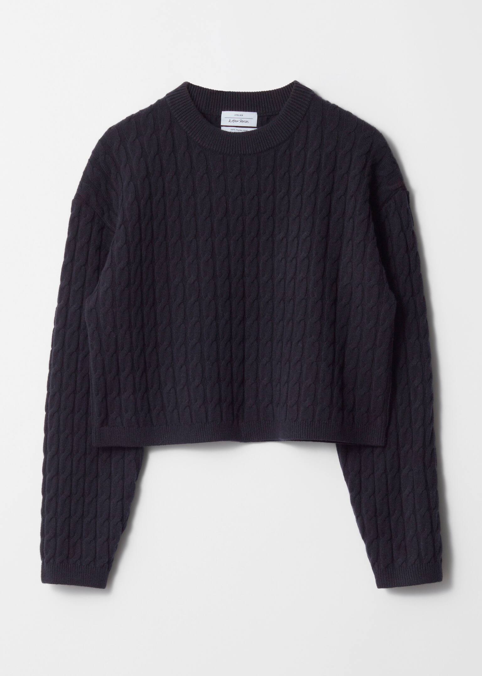 Strickpullover aus Wolle mit Zopfmuster - Navyblau