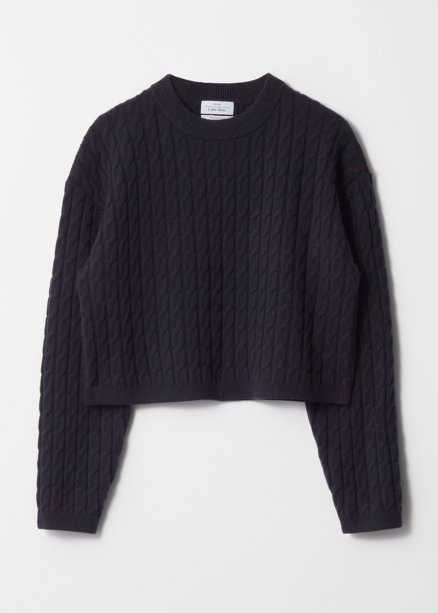 Cable-Knit Wool Jumper - Navy