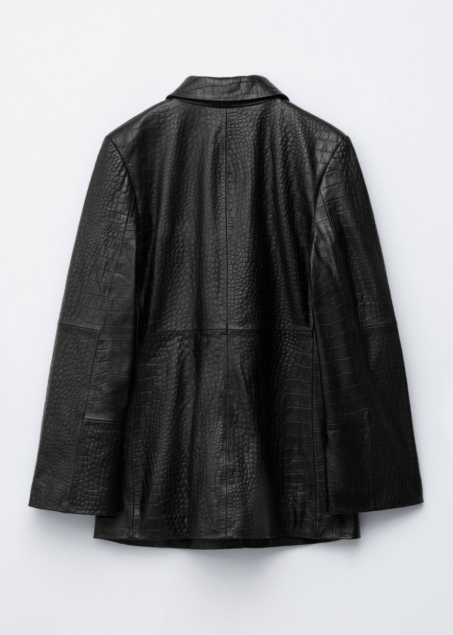 Giacca in pelle - Effetto coccodrillo nero - 2