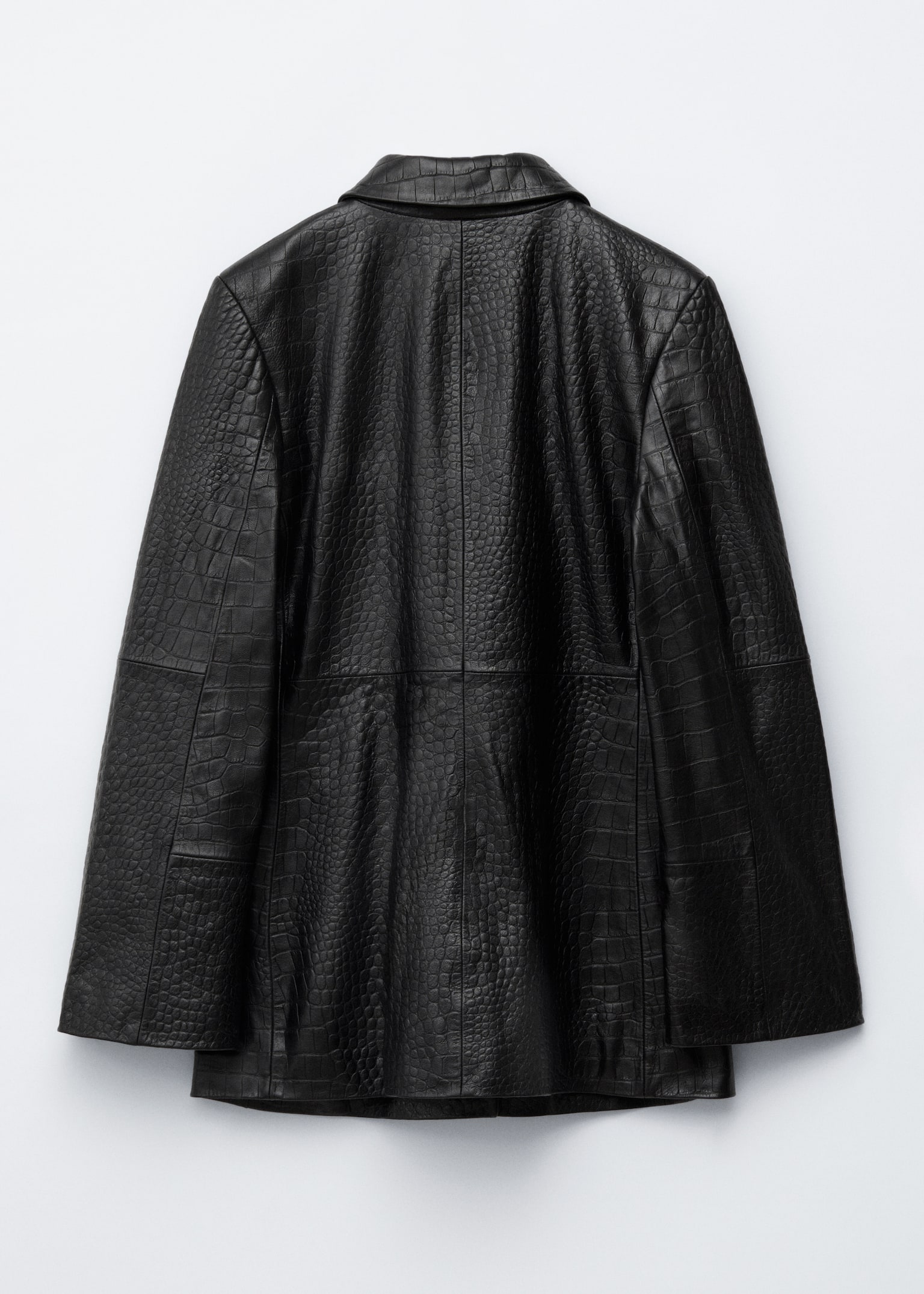 Veste en cuir - Croco noir - 7