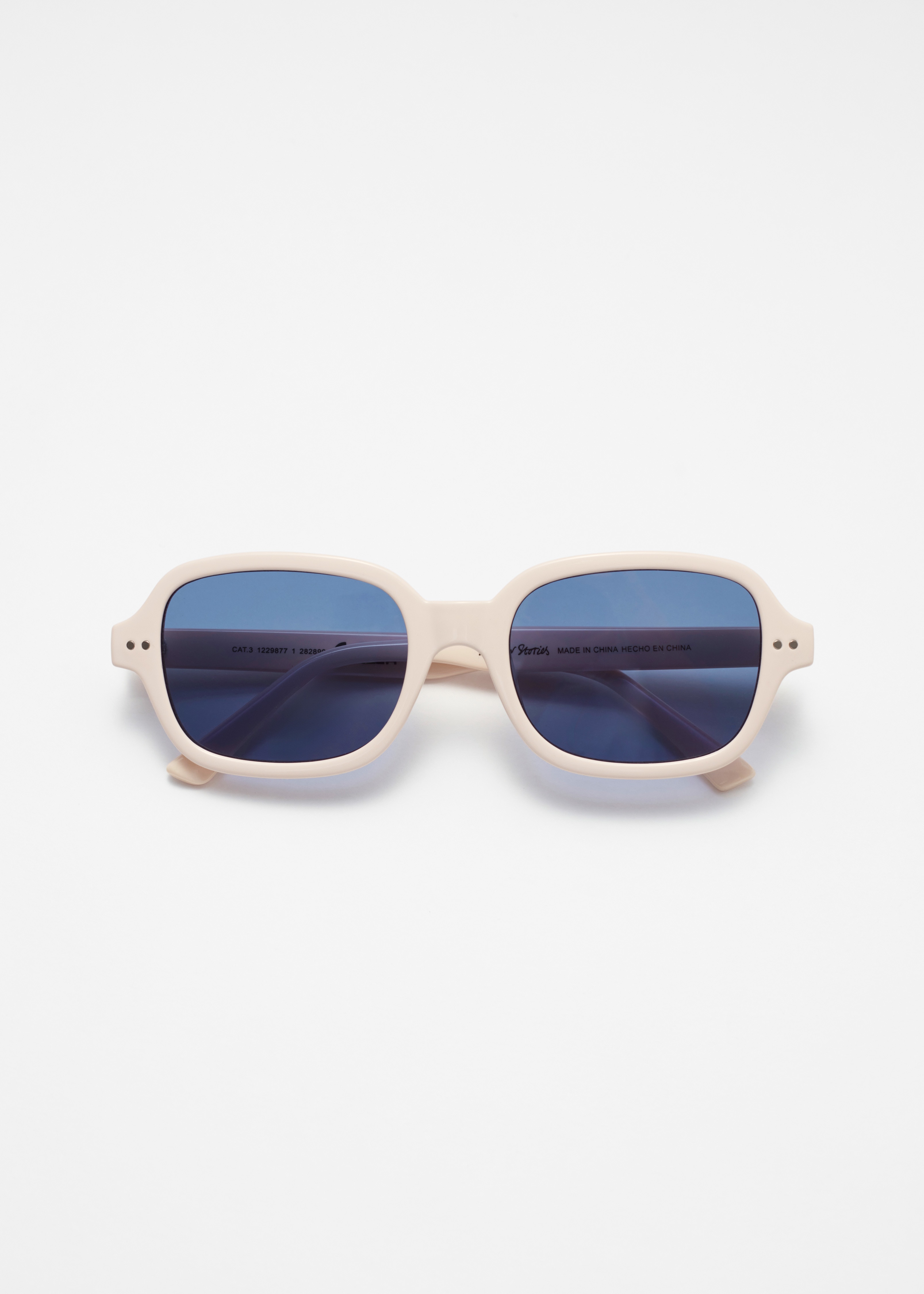 Lunettes de soleil à monture rectangulaire - Crème/Bleu/Noir/Rose clair