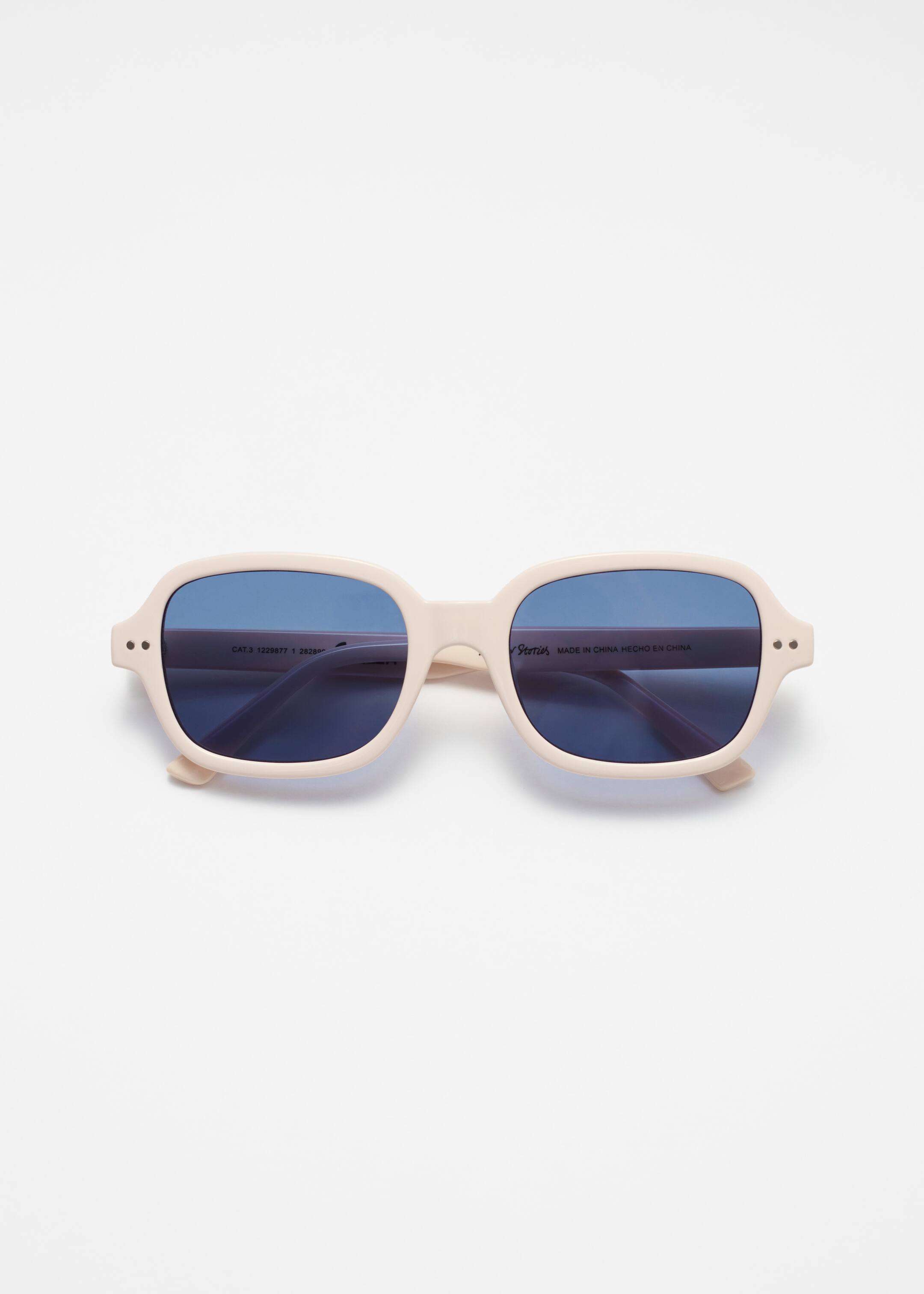 Grotere afbeelding bekijken: Rectangular Frame Sunglasses - Cream/Blue - DAMES | H&M BE 2