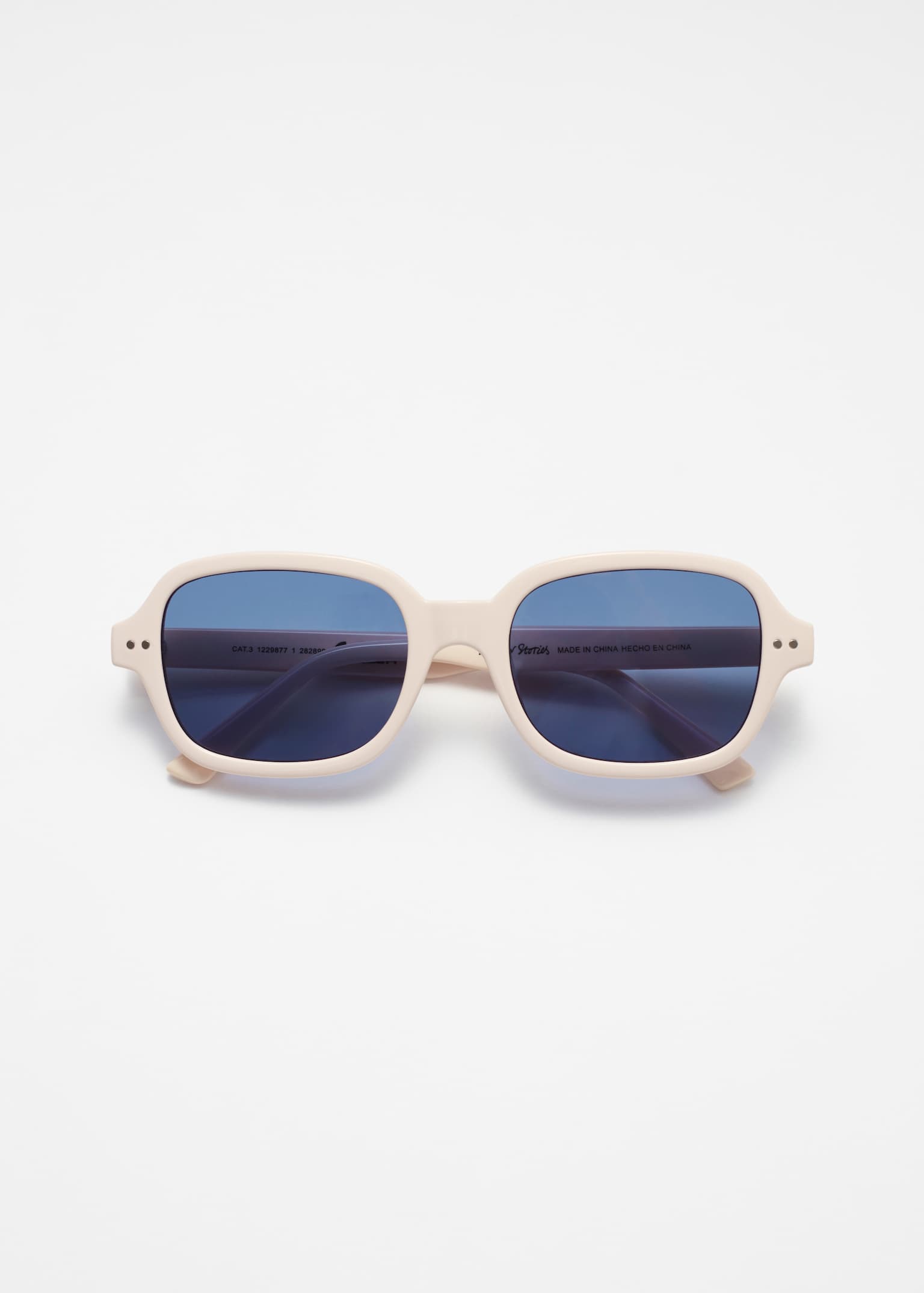 Lunettes de soleil à monture rectangulaire - Crème/Bleu/Noir/Rose clair/Noir/Bleu clair - 2