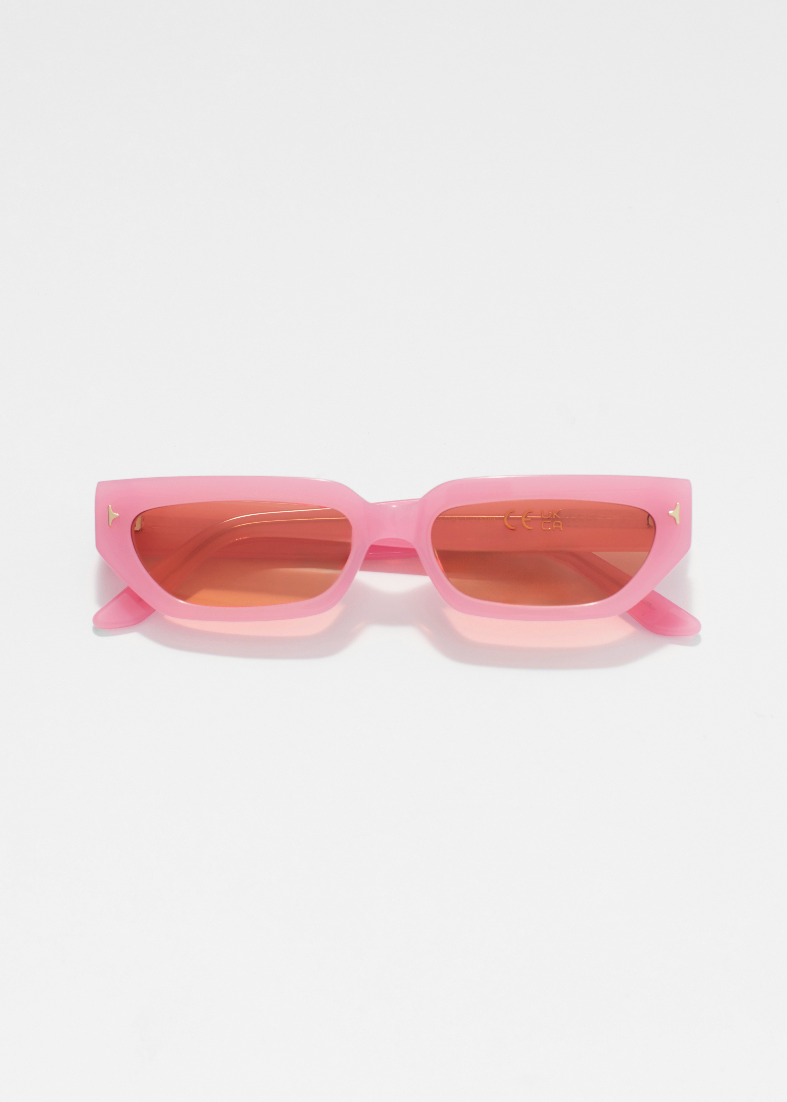Úzké acetátové sluneční brýle - Růžová/Černá