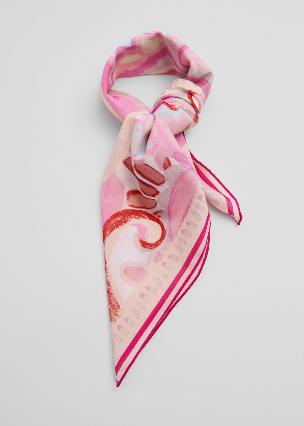 BlossomPrintSquareScarf - Fuchsia/Pastel pink - Natura morta