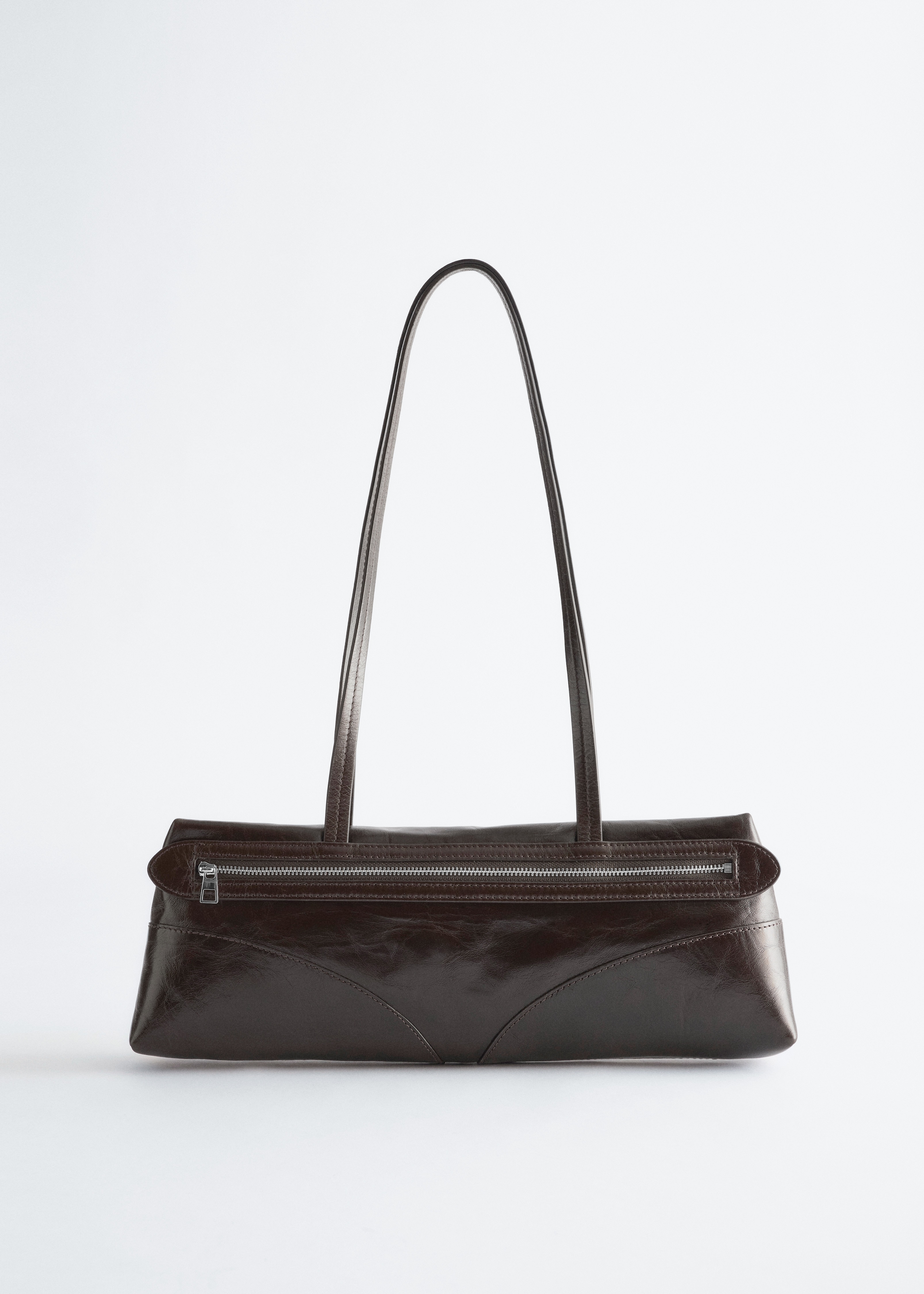 Bolsa de ombro fina - Castanho escuro/Verde caqui