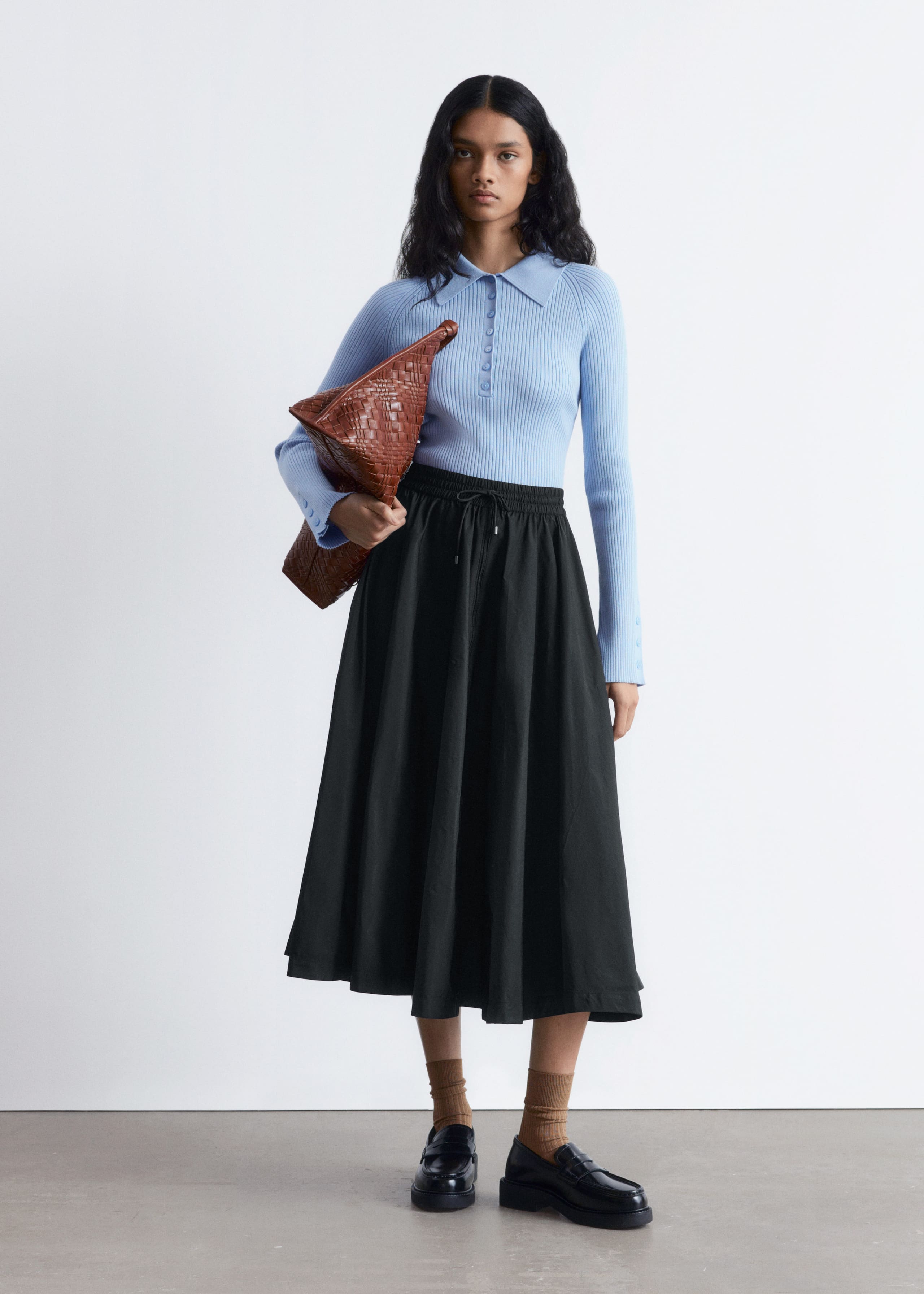 Image of Rib-Knit Polo Shirt