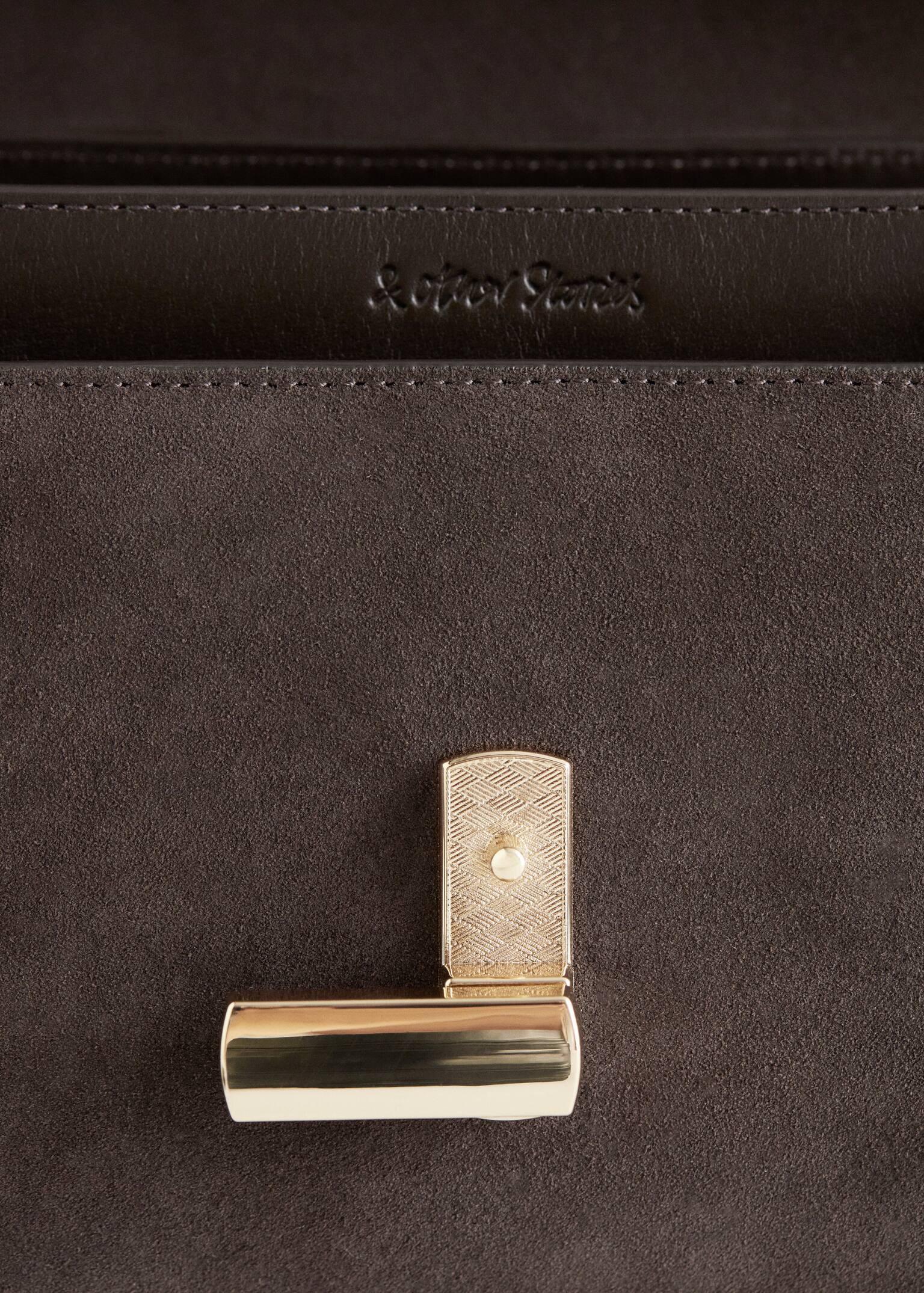 Podwójna skórzana torba crossbody - Ciemnoszary/Czarny - 5