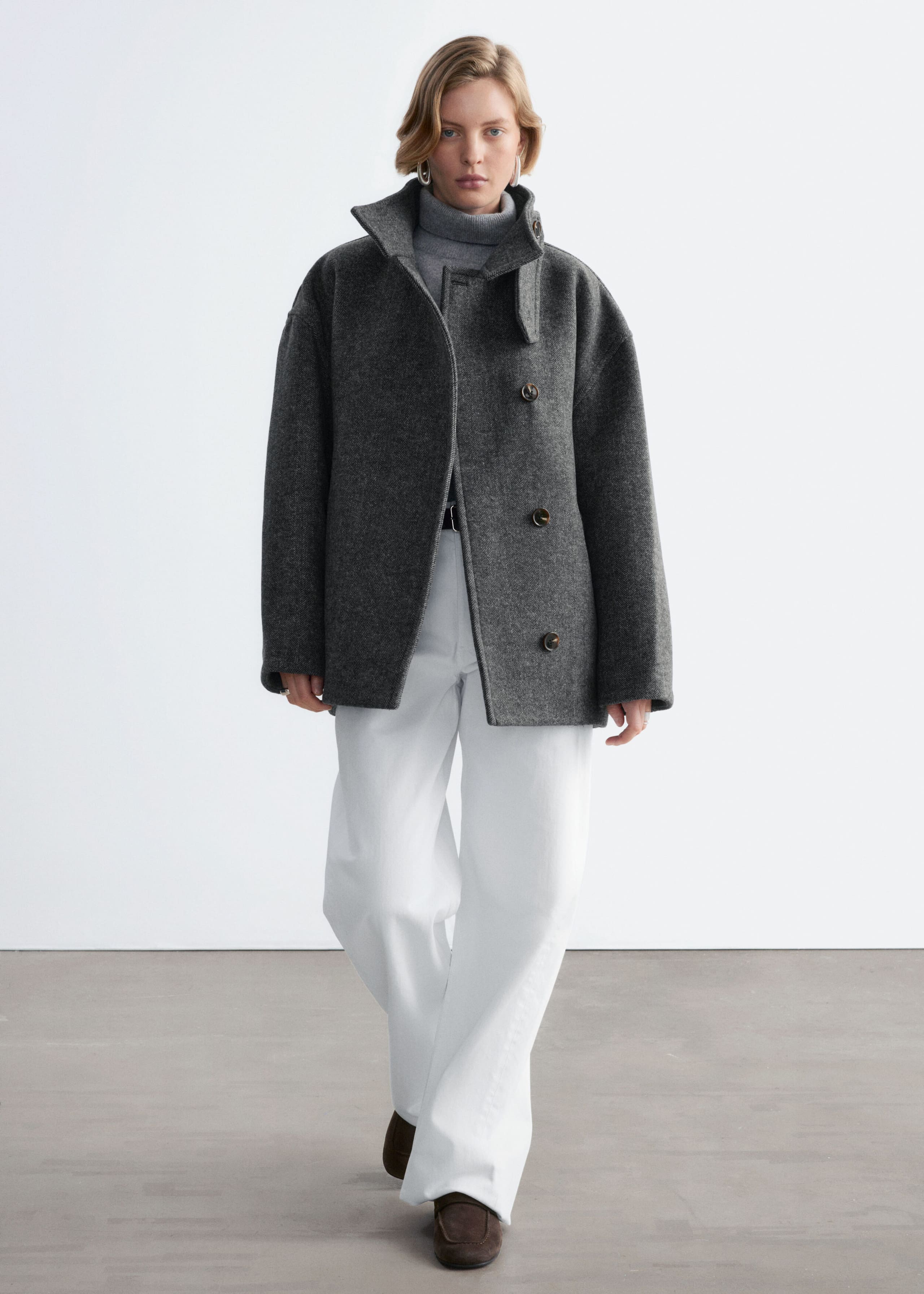 Herringbone Coat - Grey - Lookbook