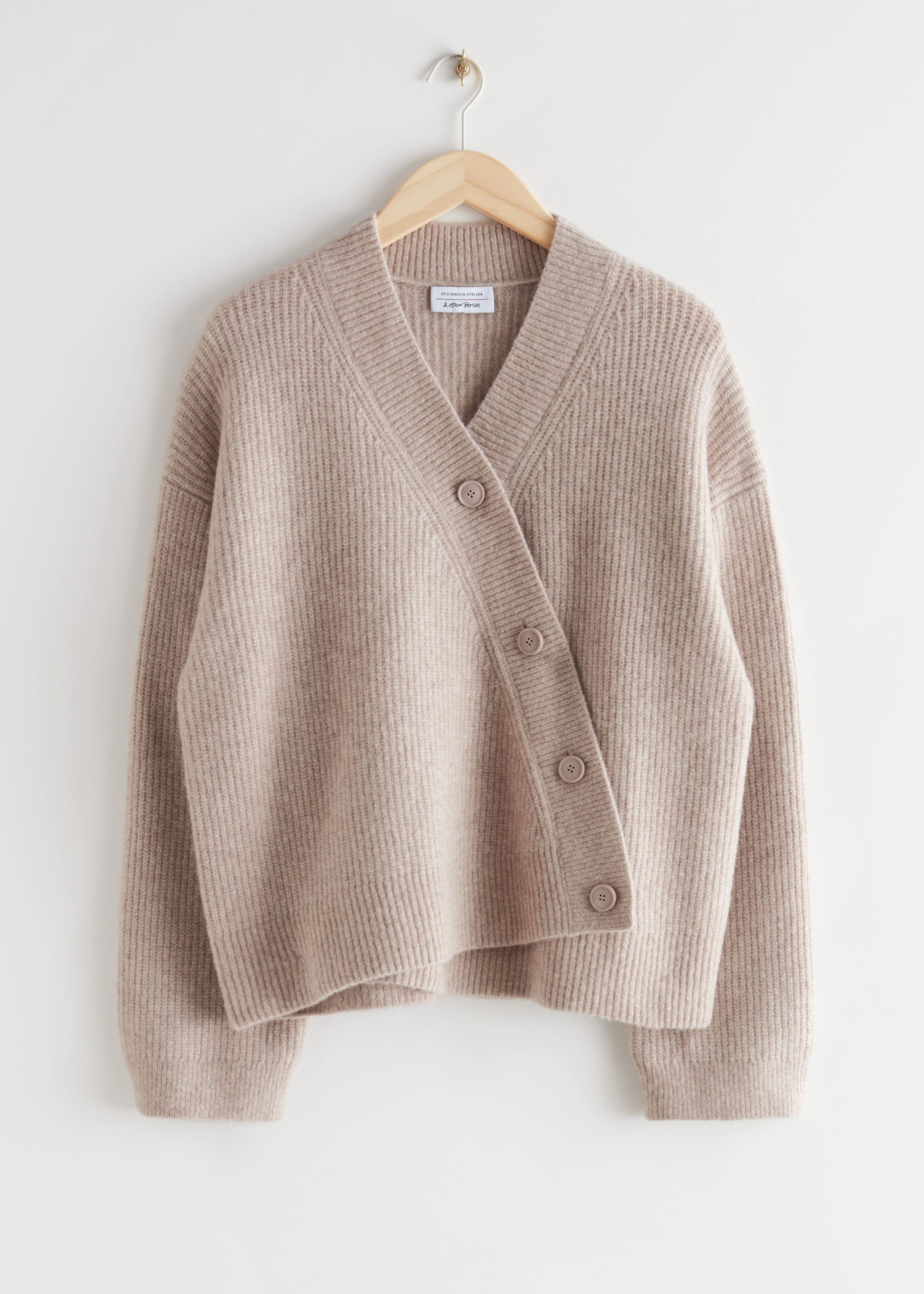 Relaxed Asymmetric Knit Cardigan - Mole - Still Life