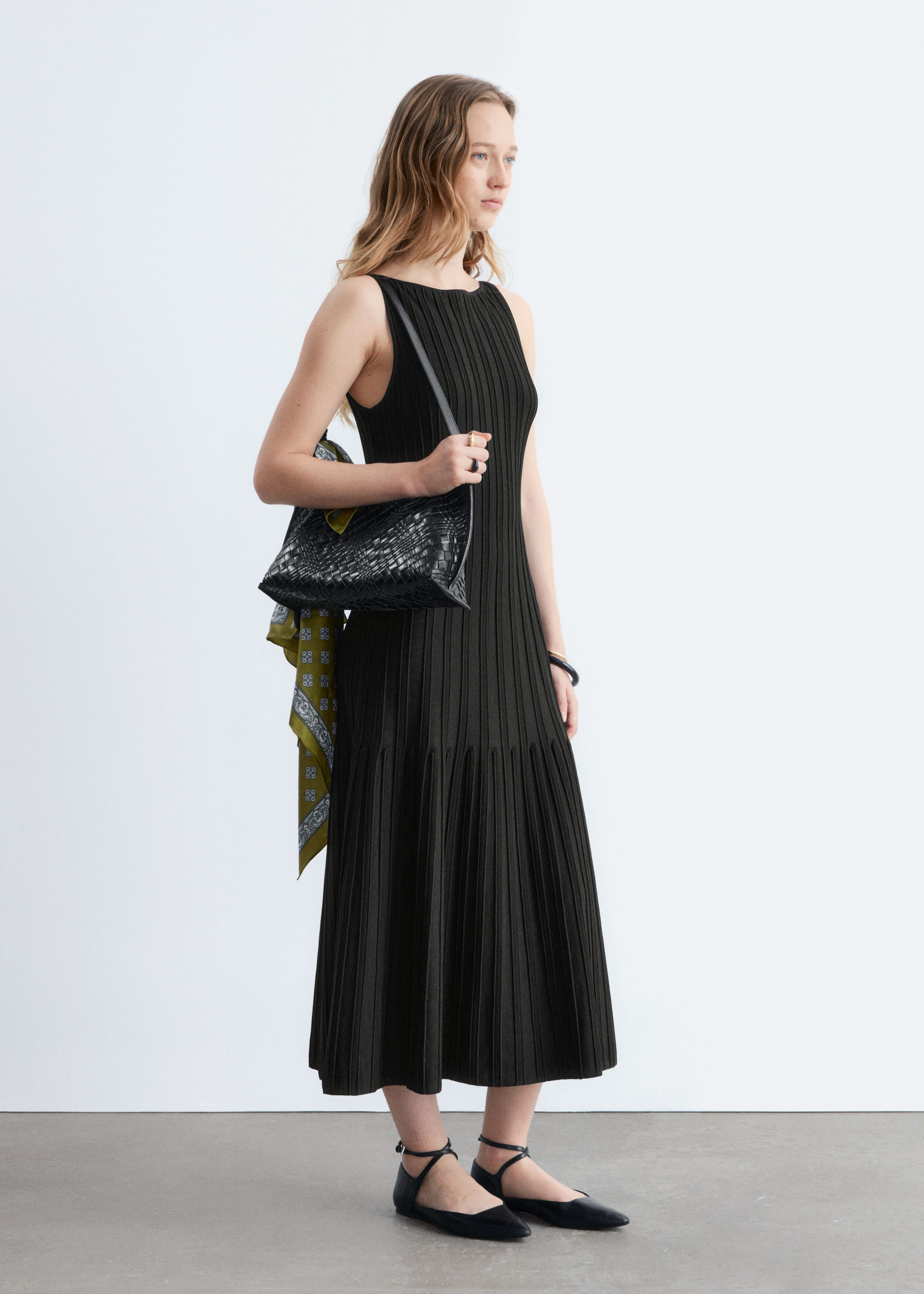 Image of Rib-Knit Midi Dress