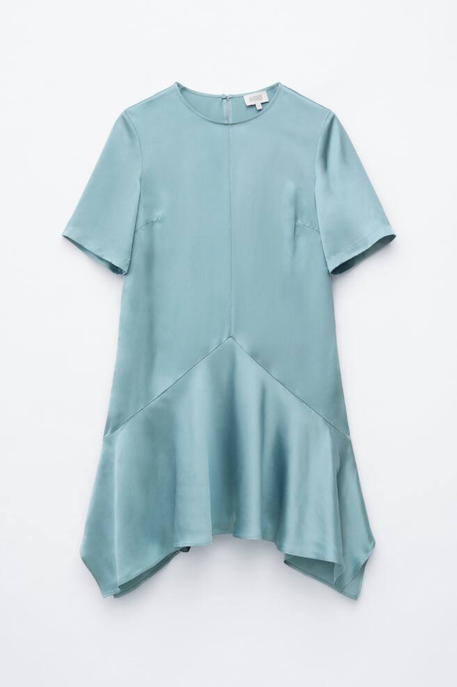 Robe courte à ourlet asymétrique - Bleu tourterelle/Marron Clair - 1