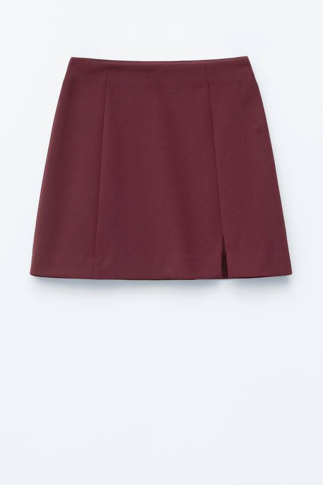 High-Waist Mini Skirt - Dark Red/Black - 1