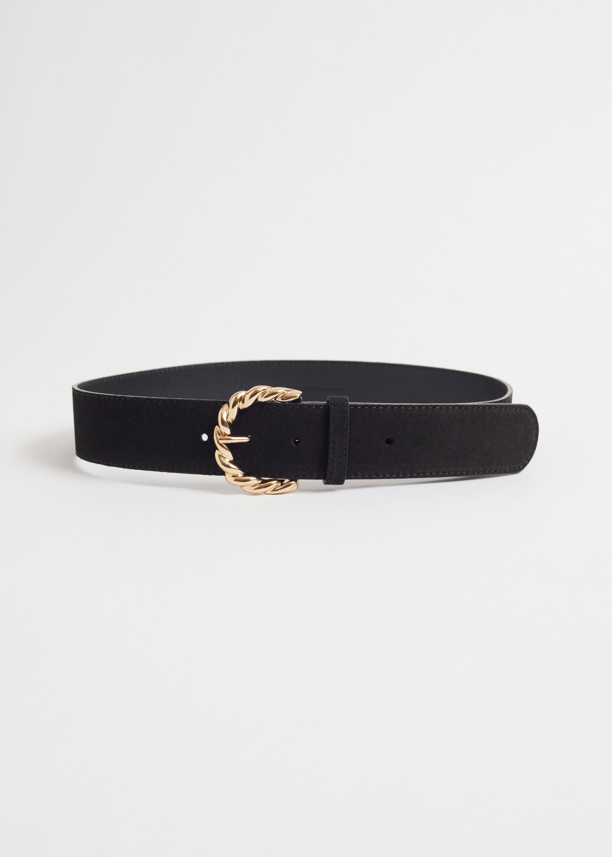Braid Buckle Leather Belt - Black - Still Life
