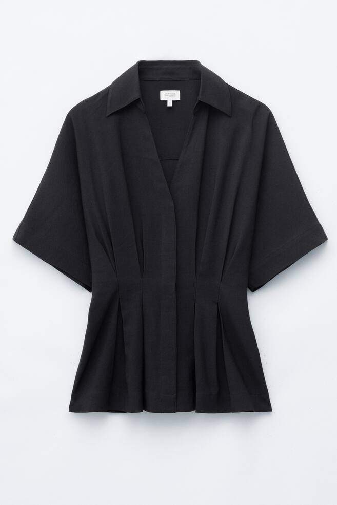 Camisa con plisados en la cintura - Negro - 1