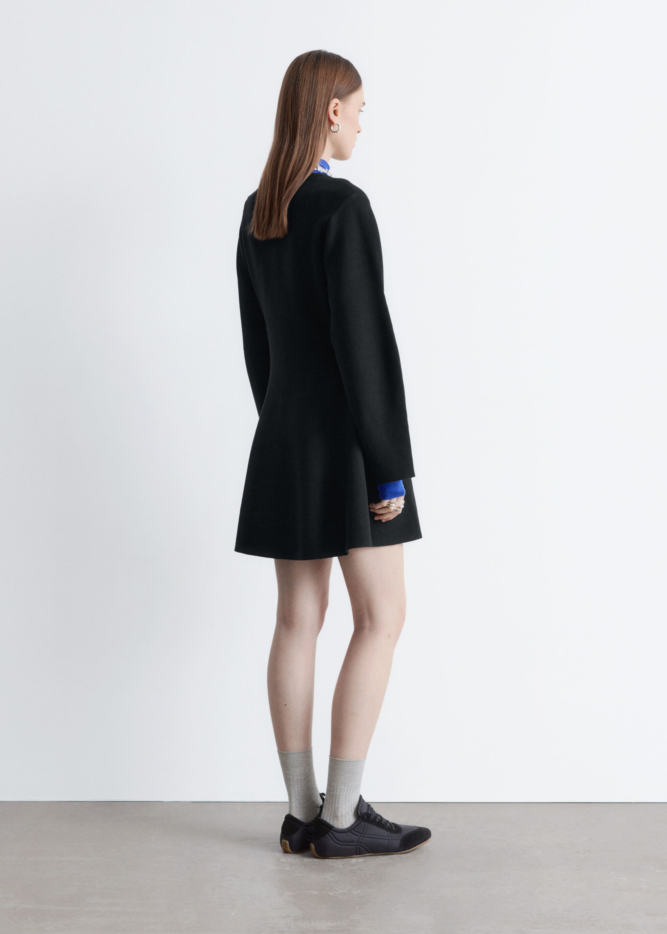 Image of Sculptural-Sleeve Knitted Mini Dress