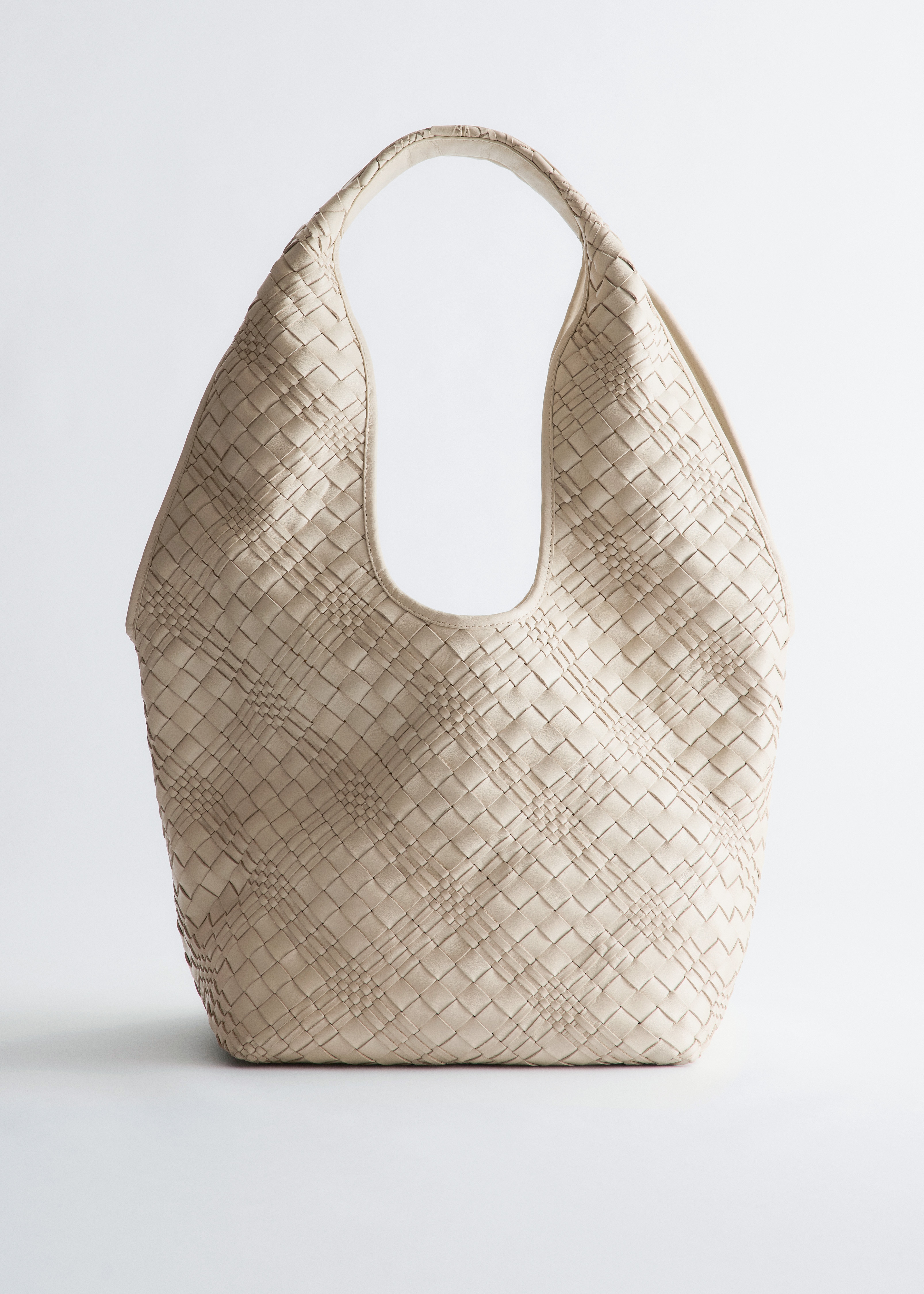 Borsa tote in pelle intrecciata - Beige chiaro
