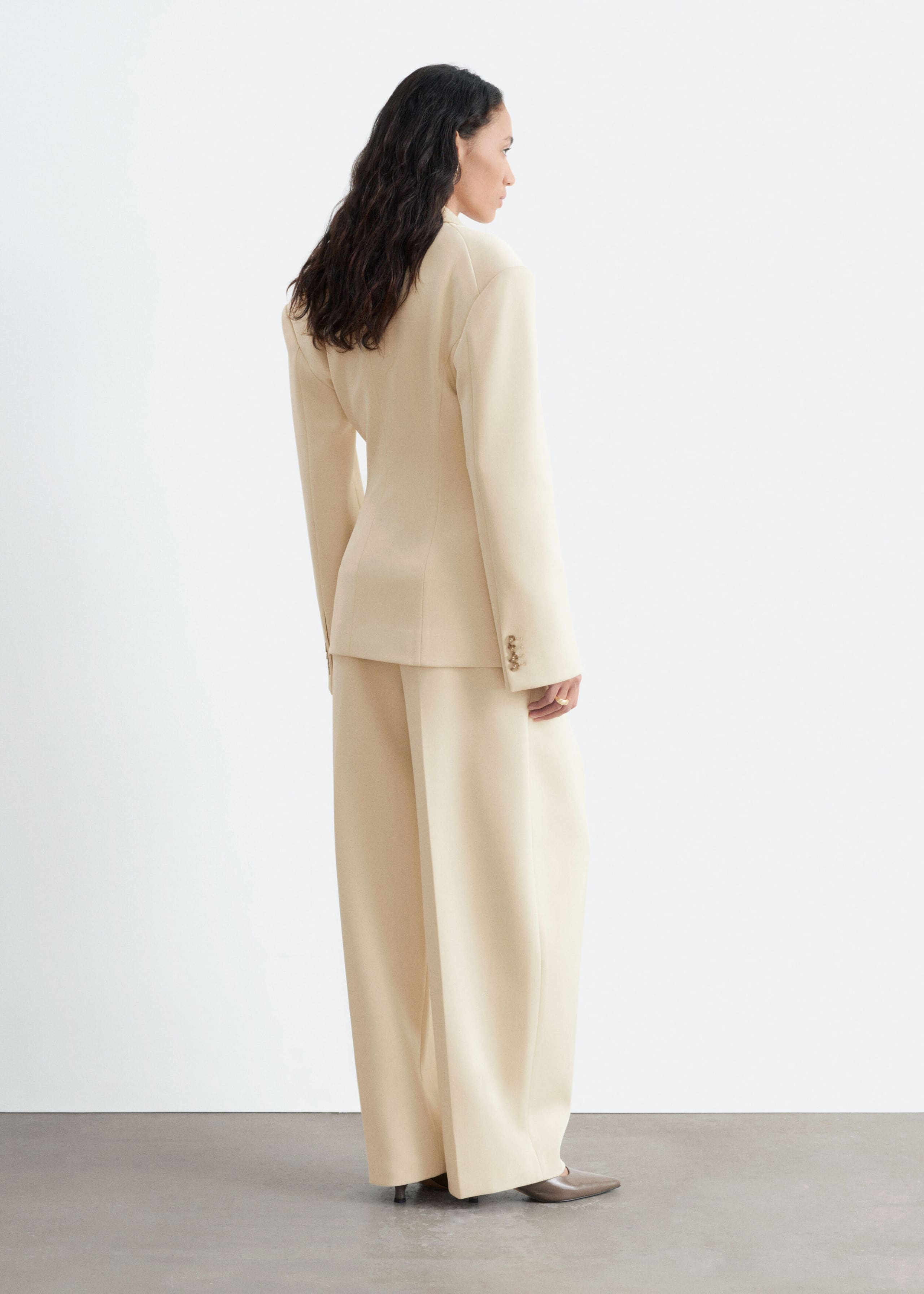 Cinched Waist Blazer - Light Beige - Lookbook