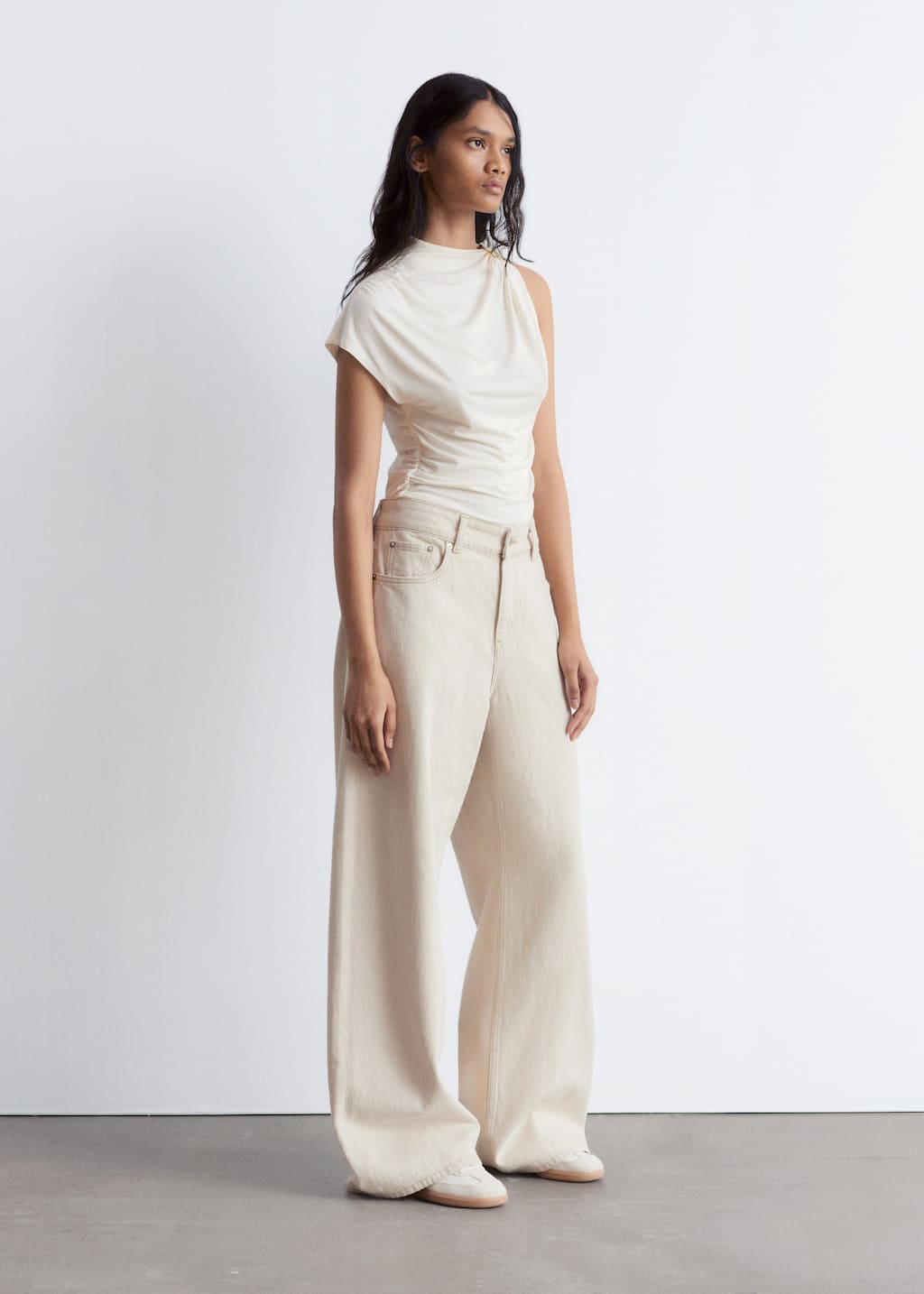 Ruche Gold-Buckle Top - White - Lookbook