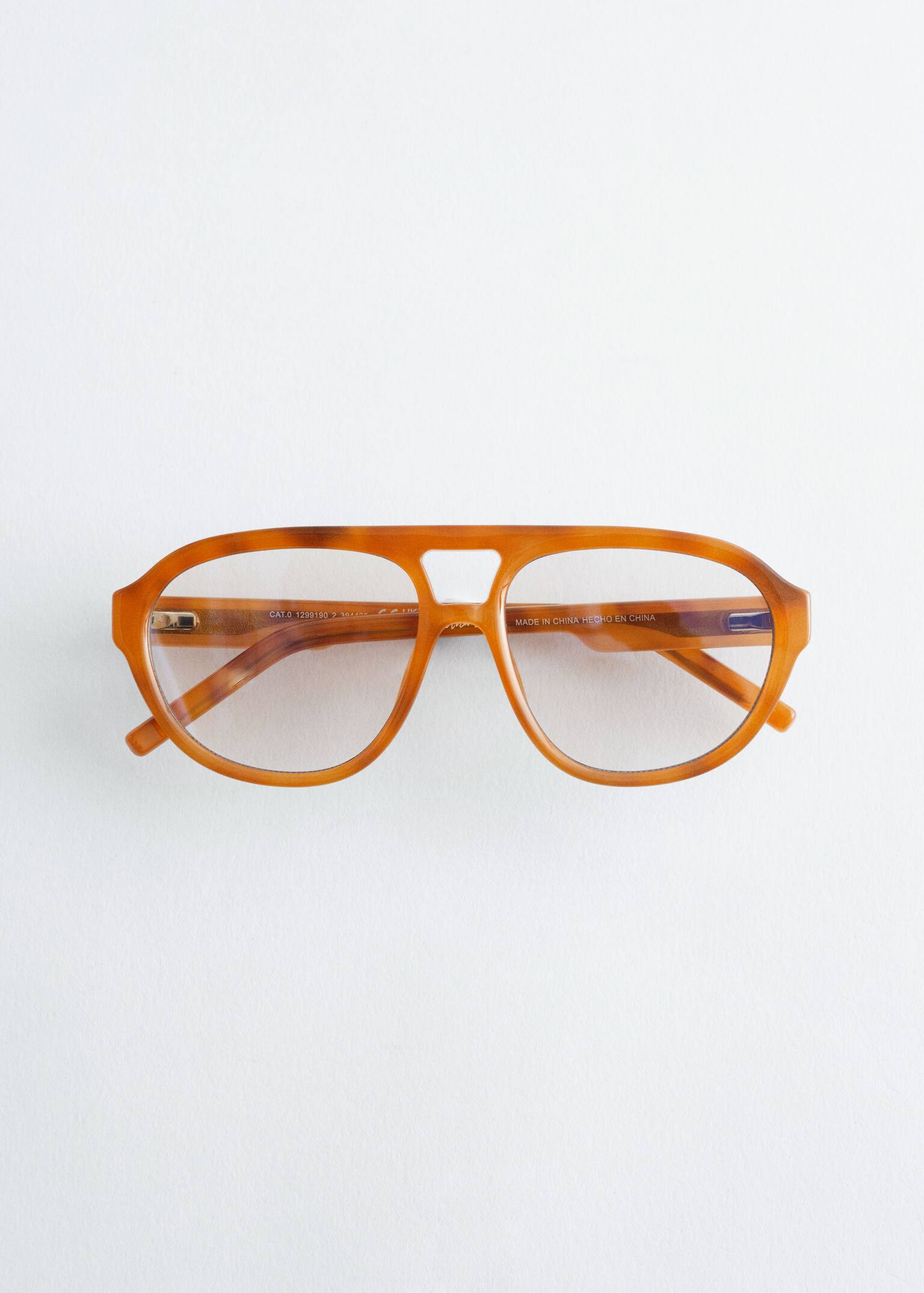 Aviator-Frame Sunglasses - Brown/Blue Light Lens/Dark Brown Tortoise/Yellow/Green/Brown - 2